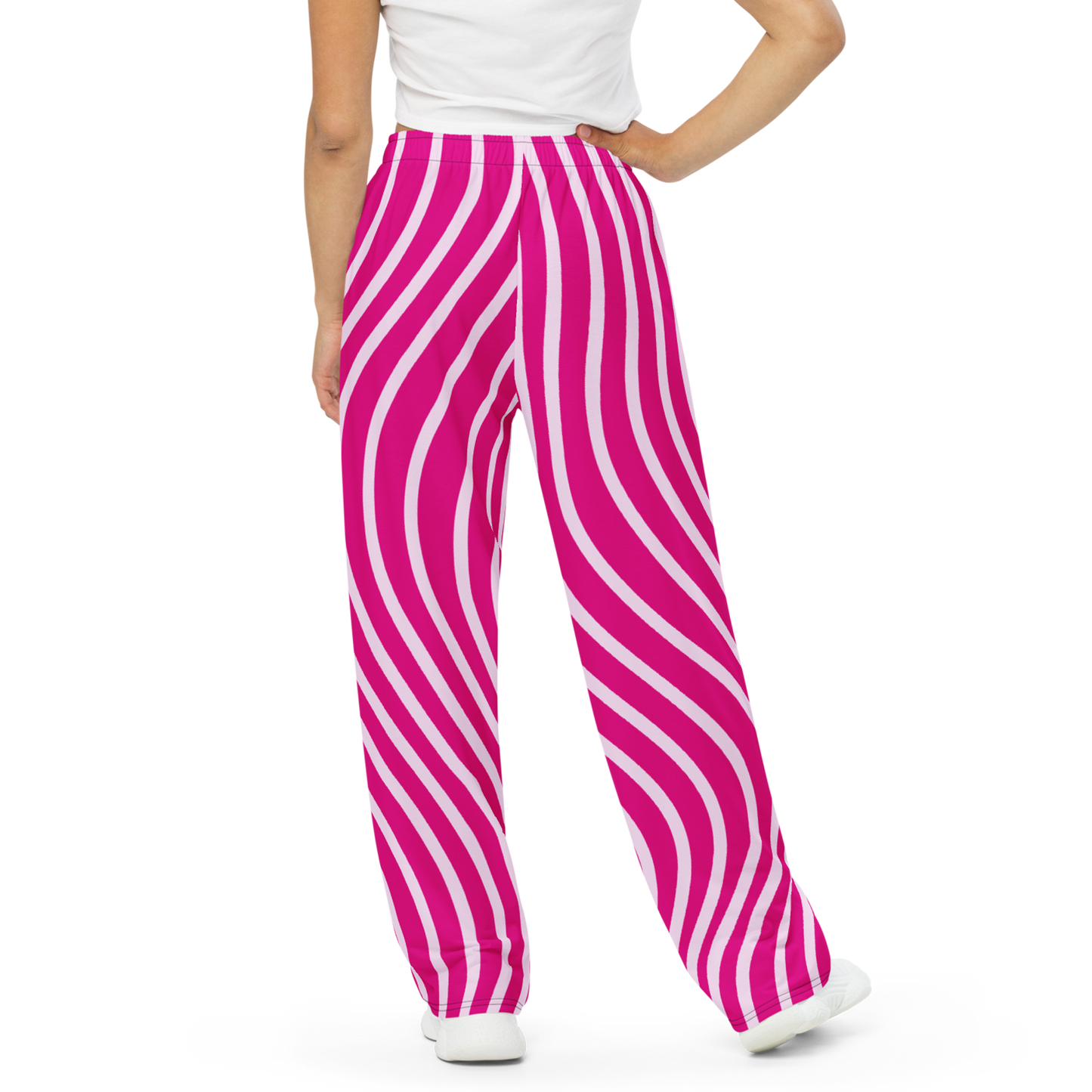 FlareMotion Wide-Leg Pants with adjustable waist and practical pockets.