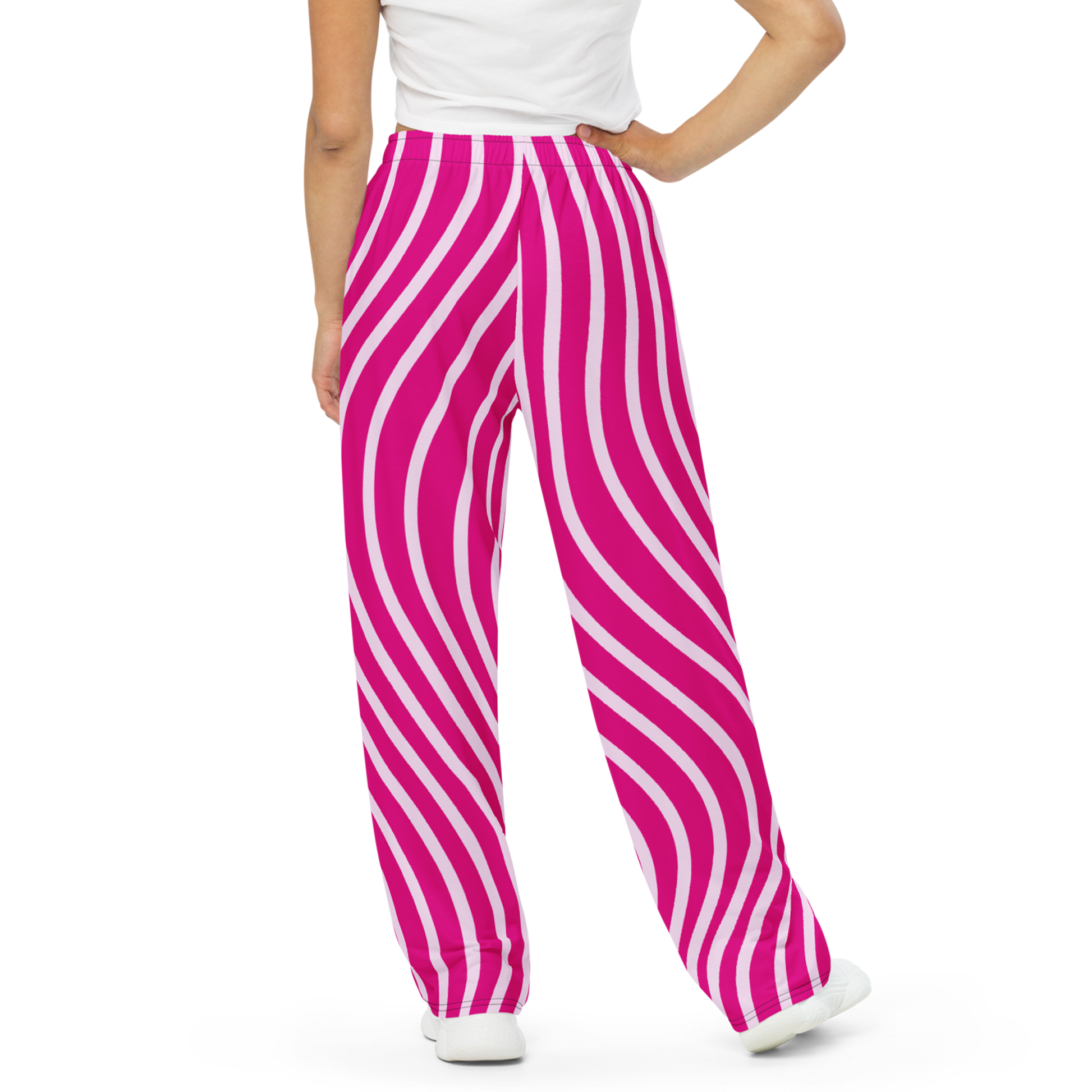 FlareMotion Wide-Leg Pants with adjustable waist and practical pockets.
