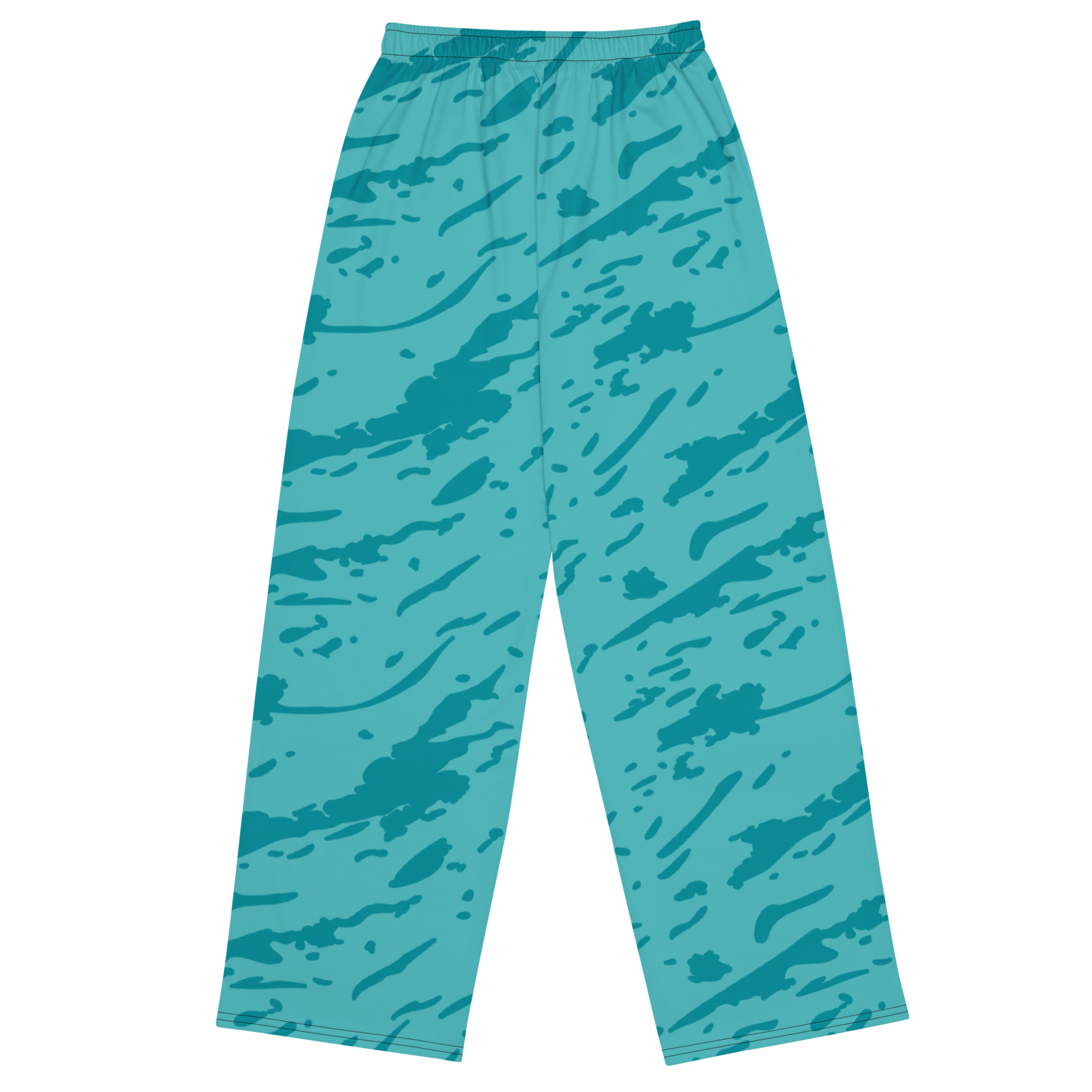 Azure Current Wides: Wide-leg pants with a patterned design, elastic waistband, and deep pockets.