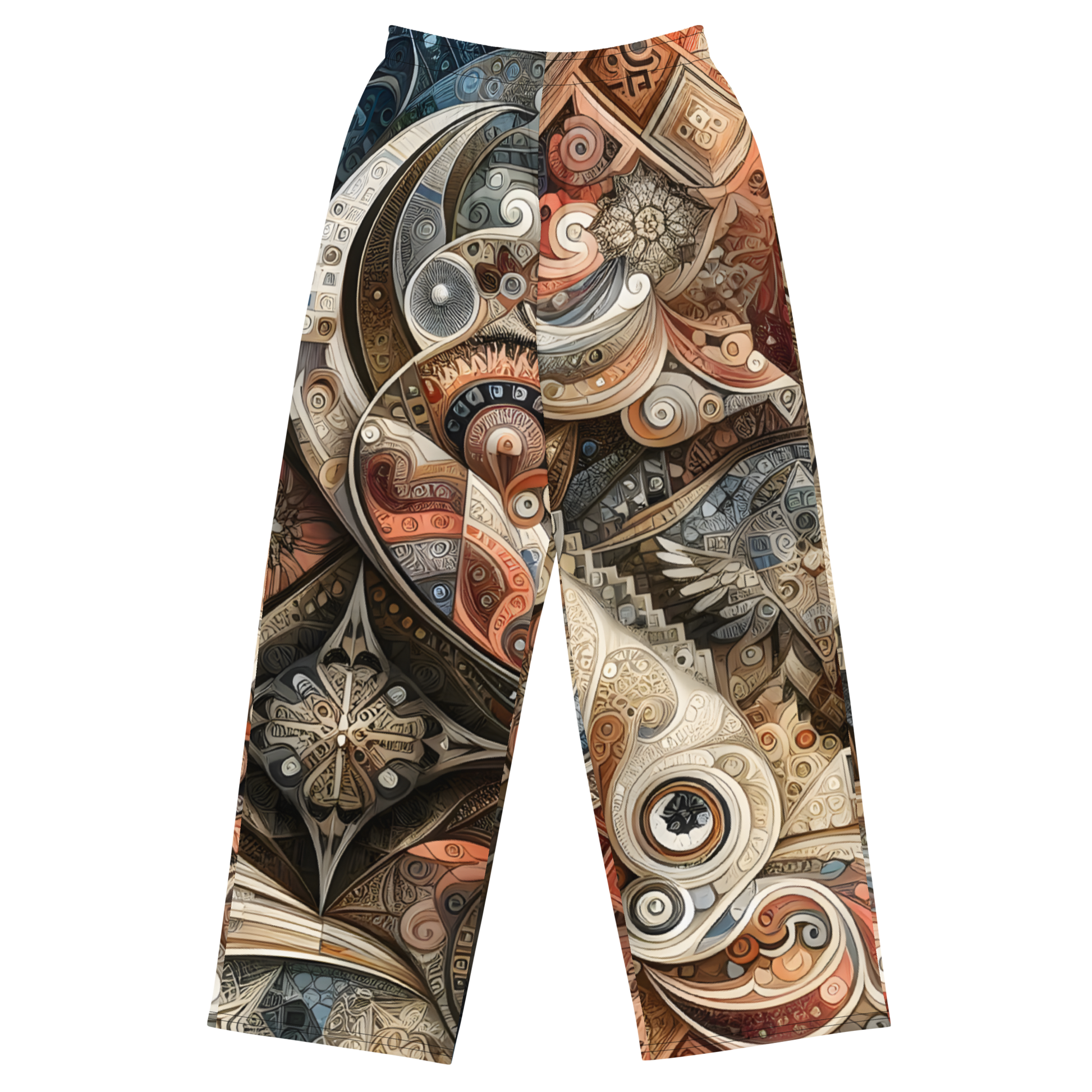 Gear of Mystery Wide-Legs, colorful patterned wide-leg pants with elastic waistband.