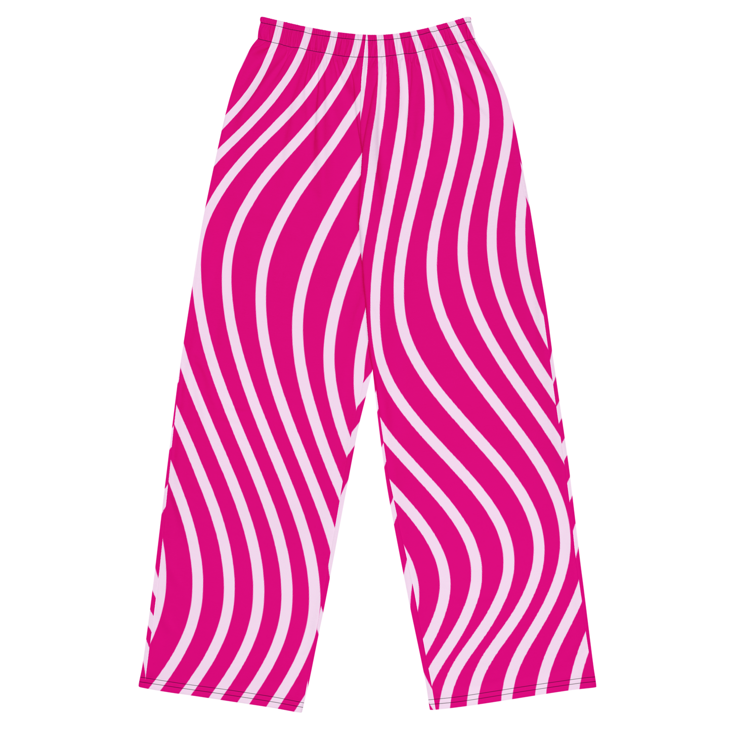 FlareMotion Wide-Leg Pants with pink and white stripes, relaxed fit.