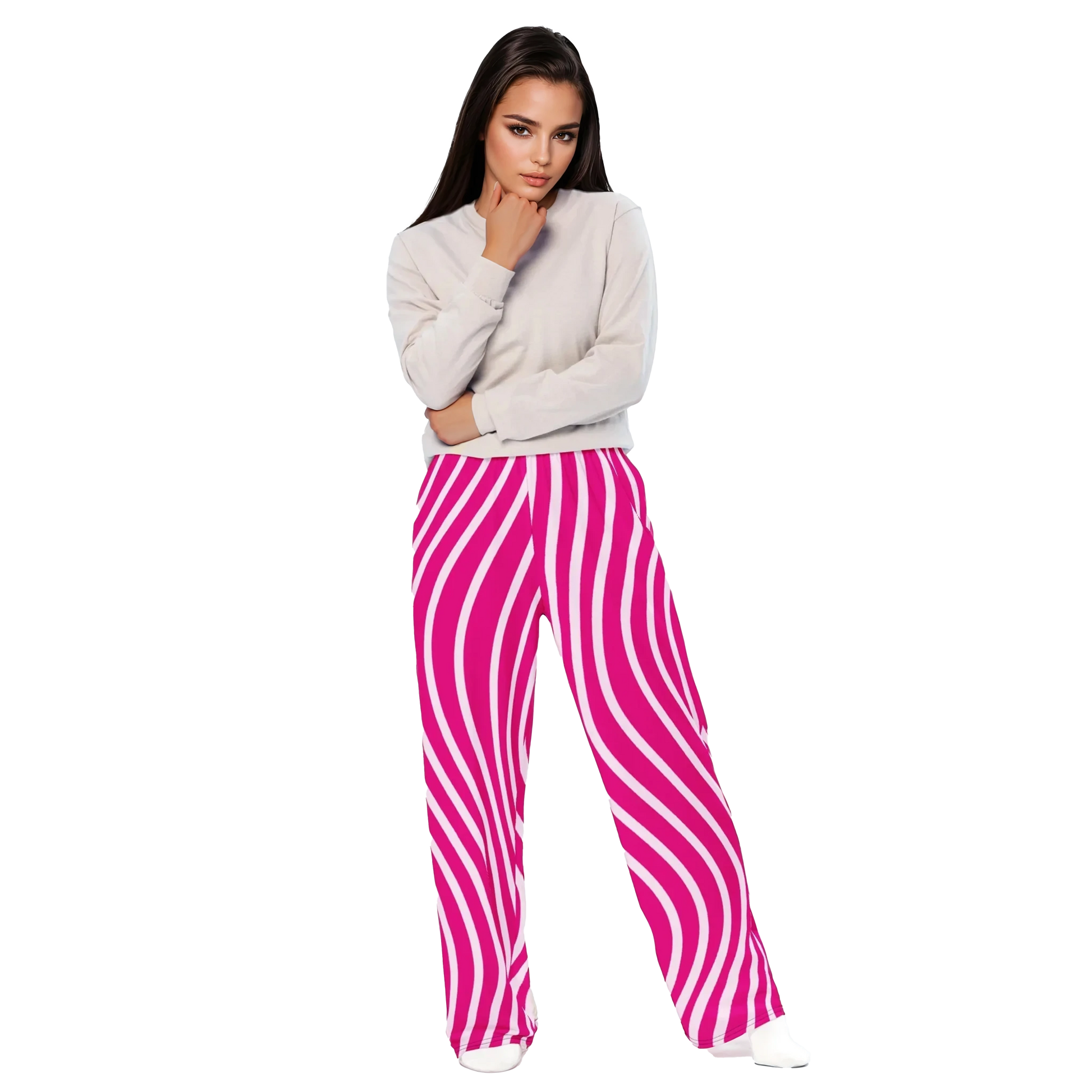 FlareMotion Wide-Leg Pants with adjustable waist, stretchy fabric, and side pockets.