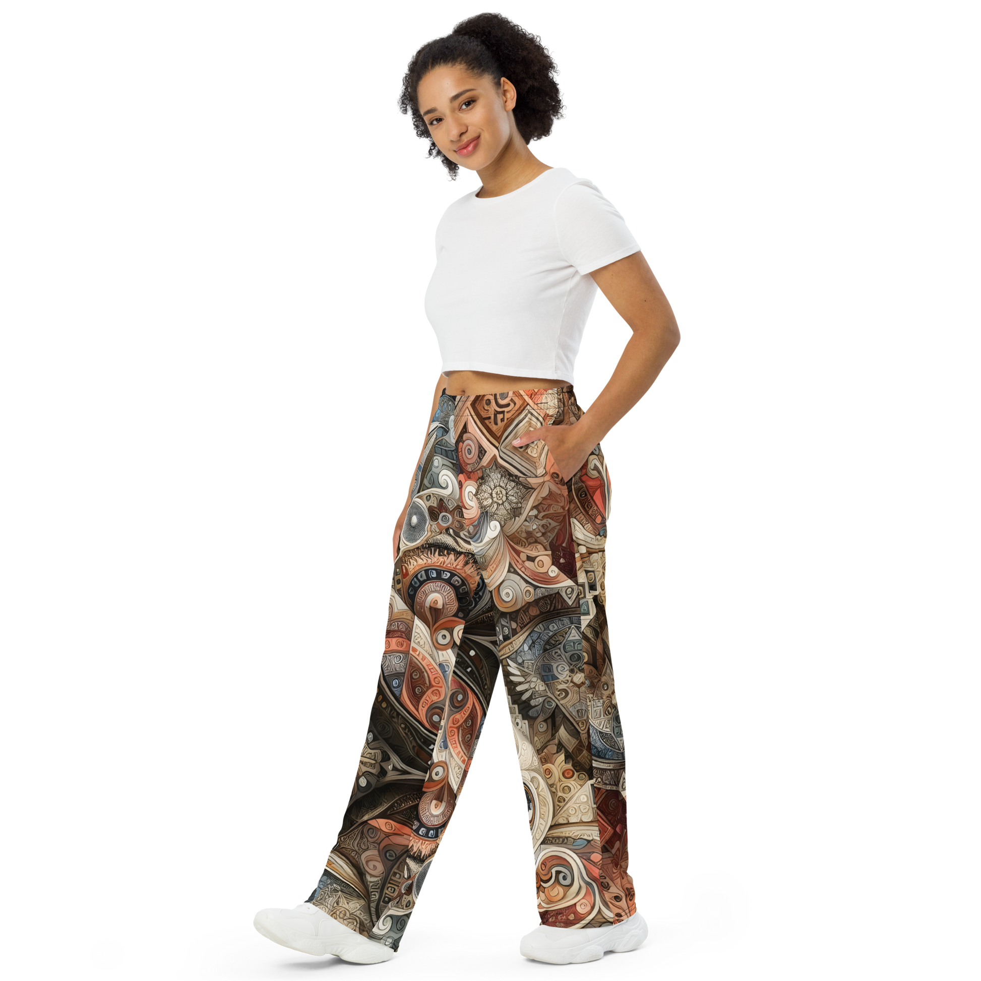 Gear of Mystery Wide-Legs showcased on a woman, emphasizing comfort and style.