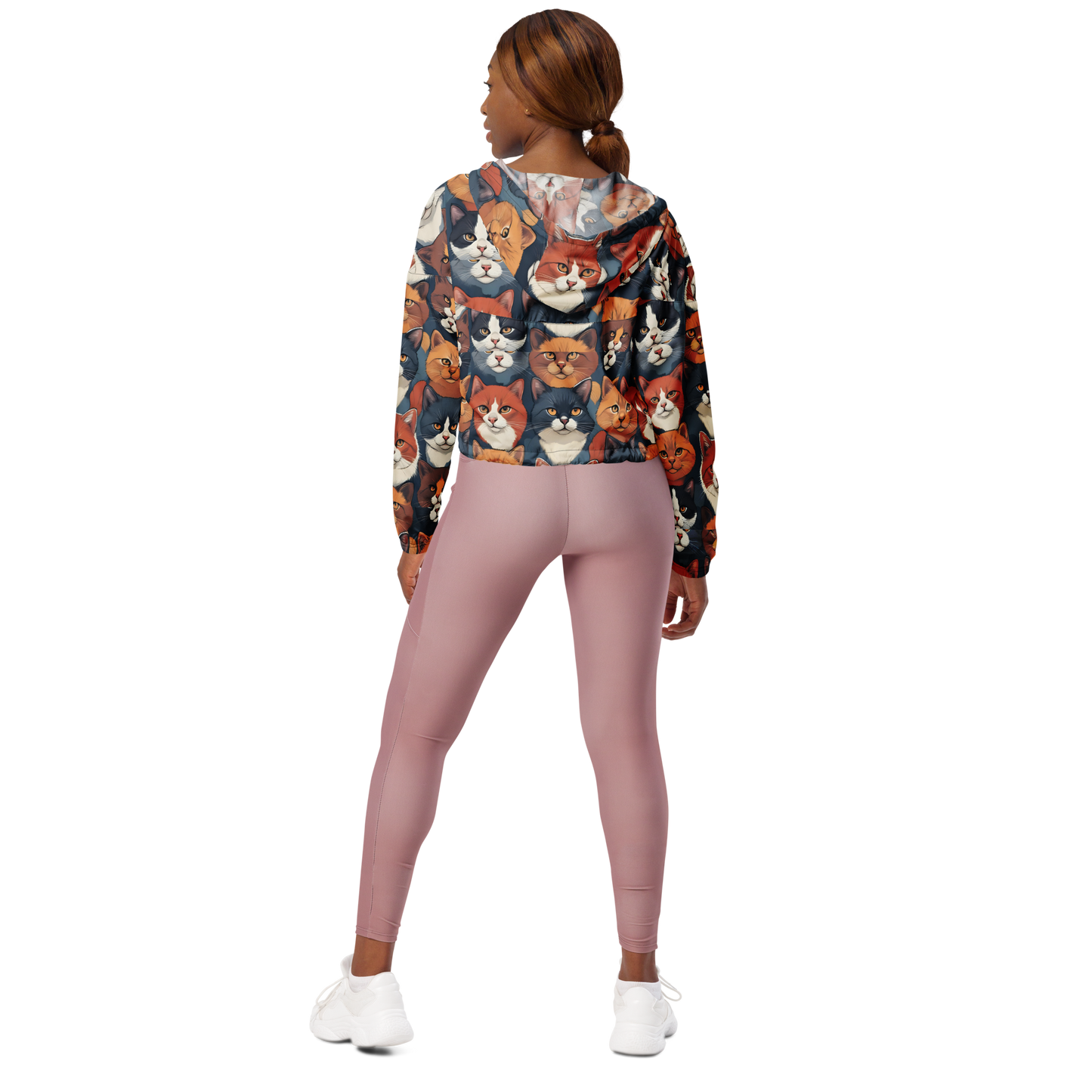 Paw Crop Windbreaker showcasing breathable mesh, side pockets, adjustable drawcords.