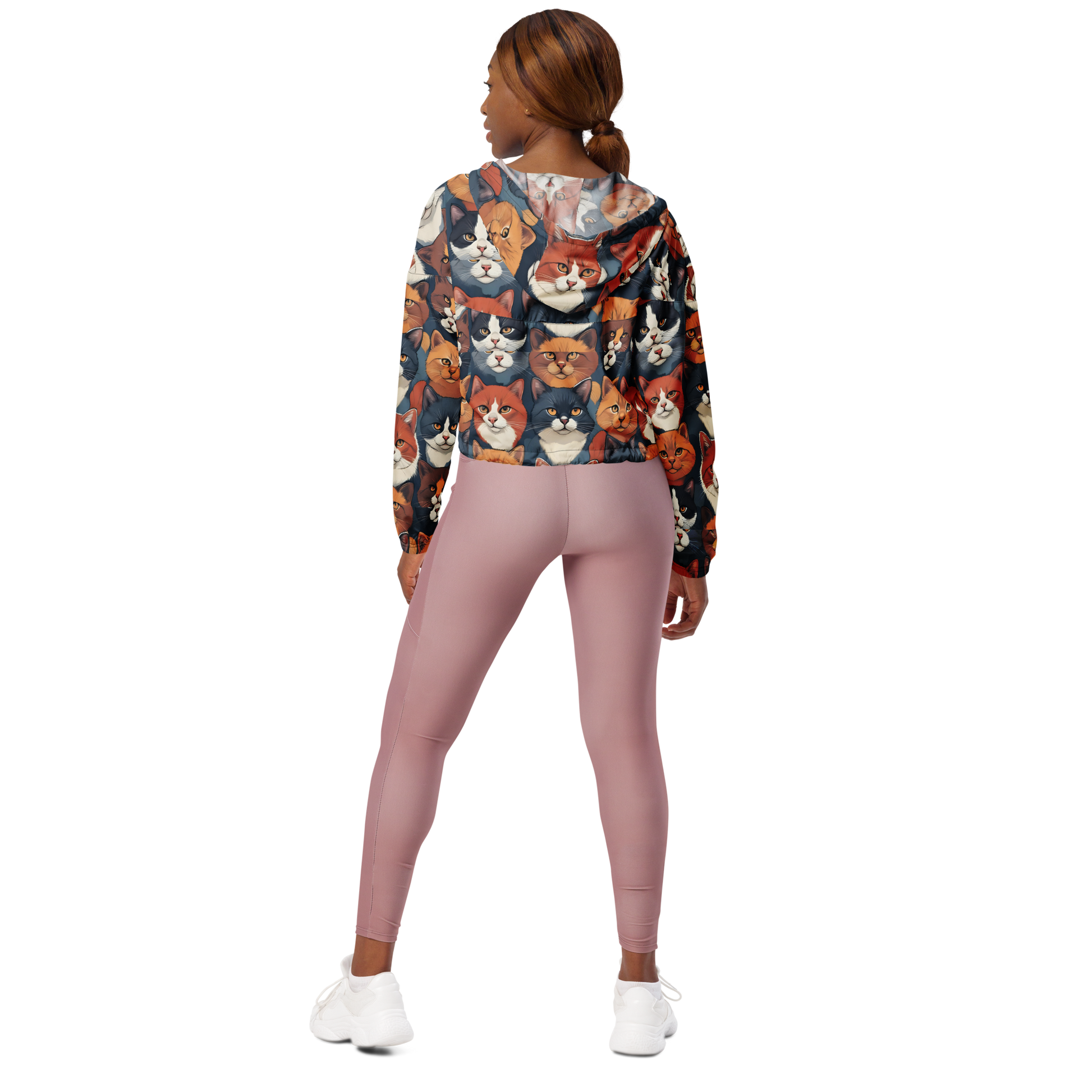 Paw Crop Windbreaker showcasing breathable mesh, side pockets, adjustable drawcords.