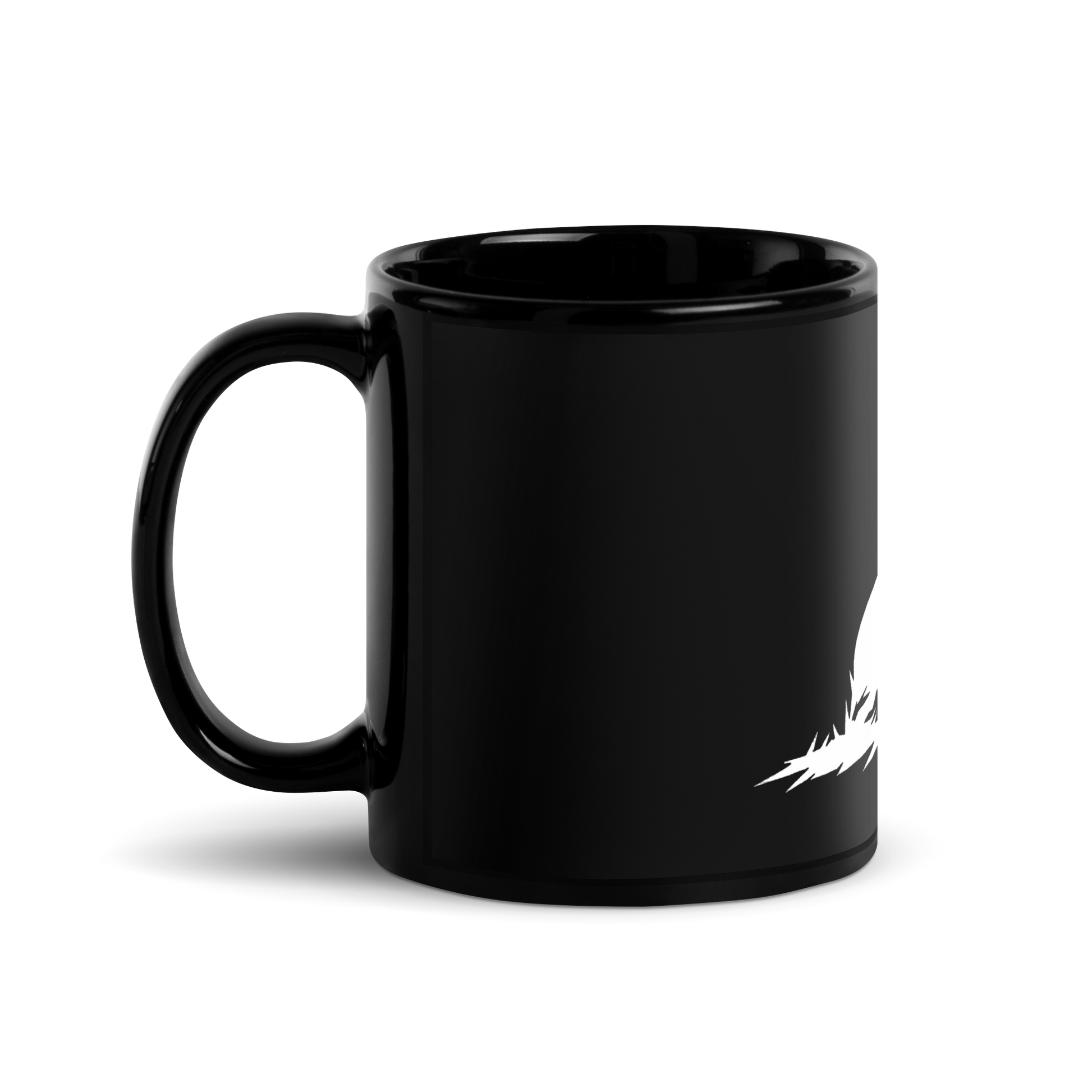 Biliping Midnight Mug with white design, glossy ceramic finish.