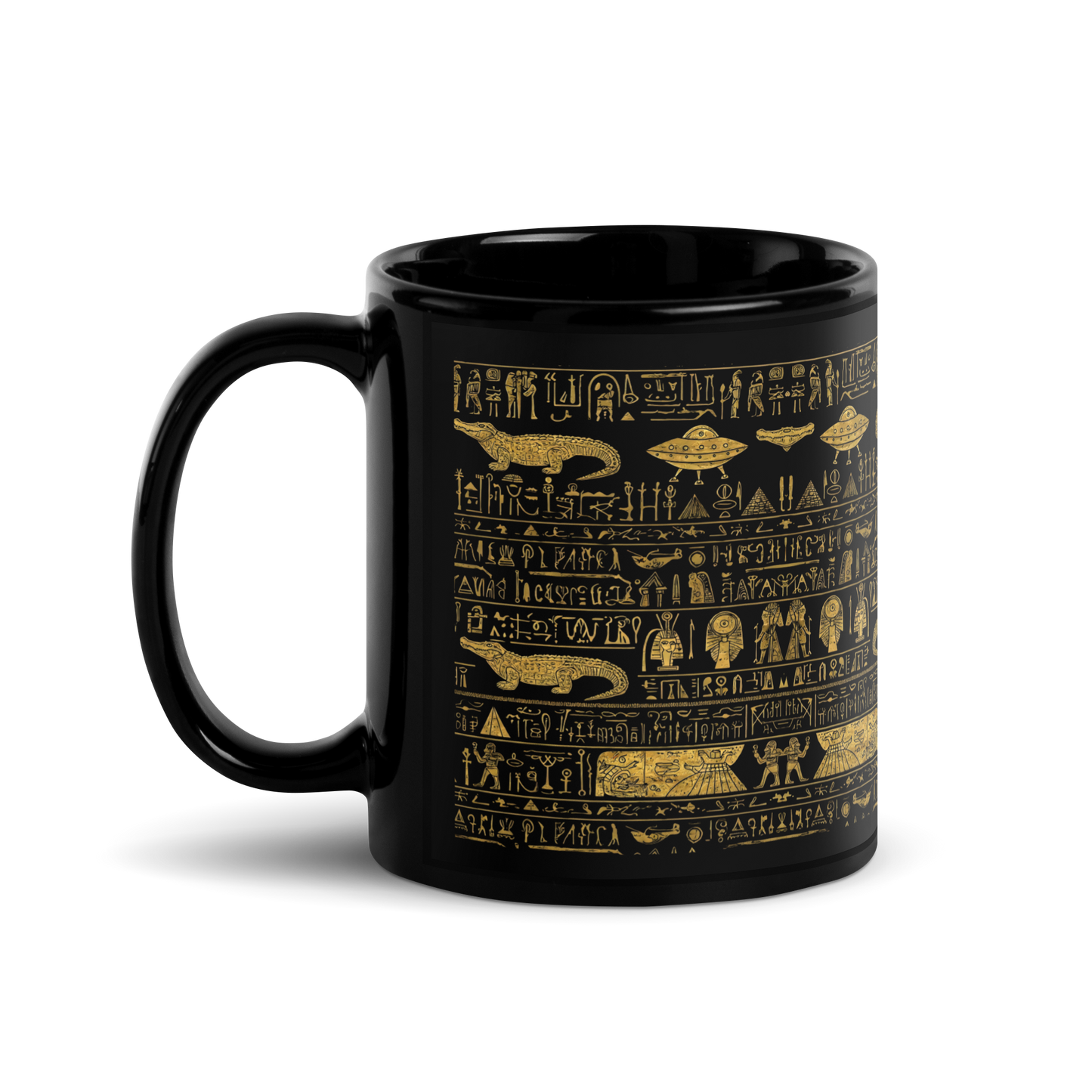 Mug of Conspiracy: elegant ceramic mug with gold writing.