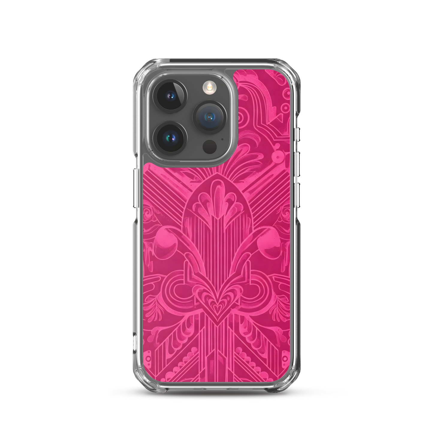 Pink Art Deco Case for iPhone® showcasing durable design and precise port openings.