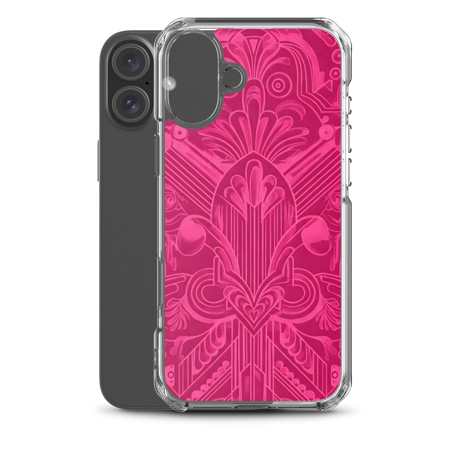 Pink Art Deco Case for iPhone® showing close-up of sleek design.