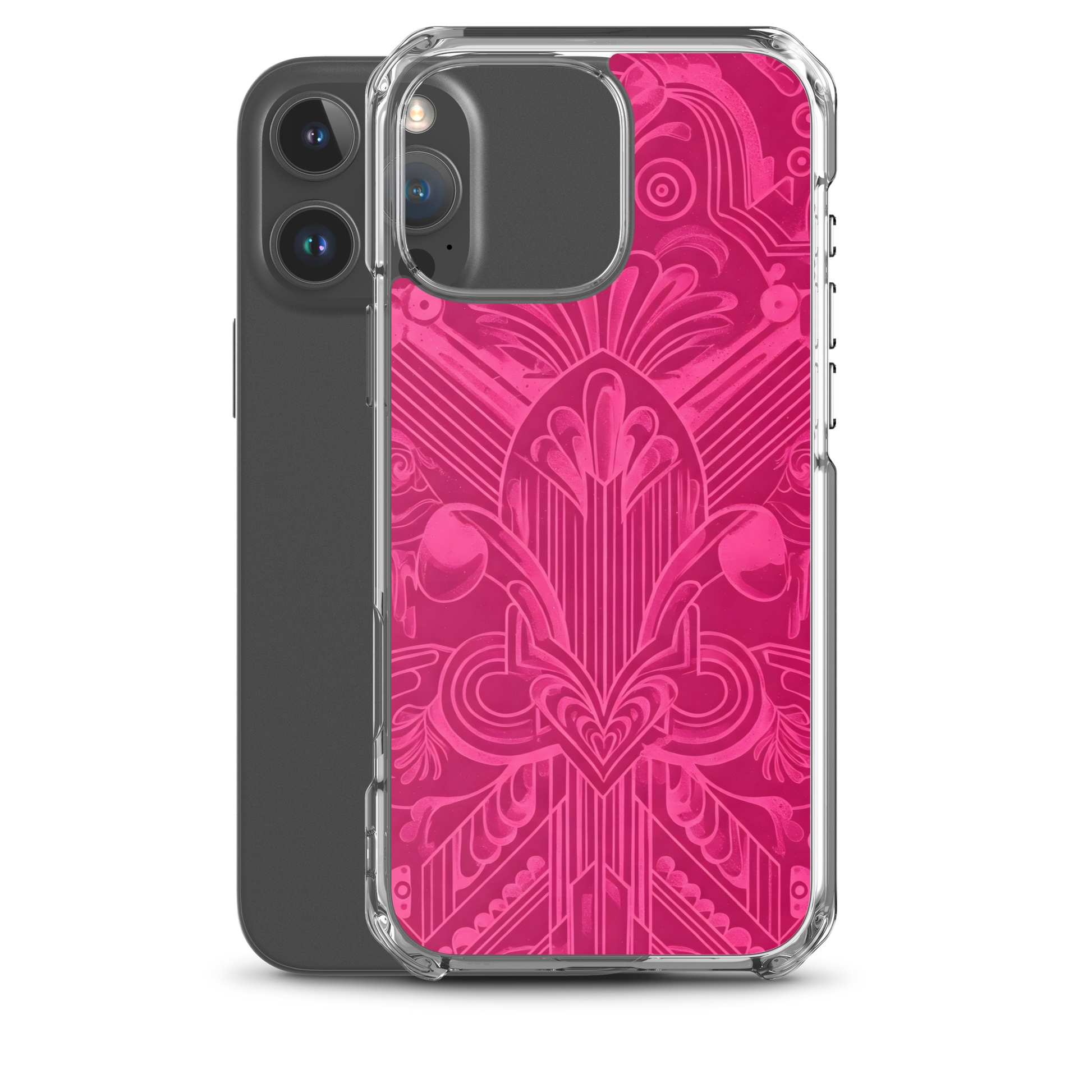 Pink Art Deco Case for iPhone® with a focus on durable design.