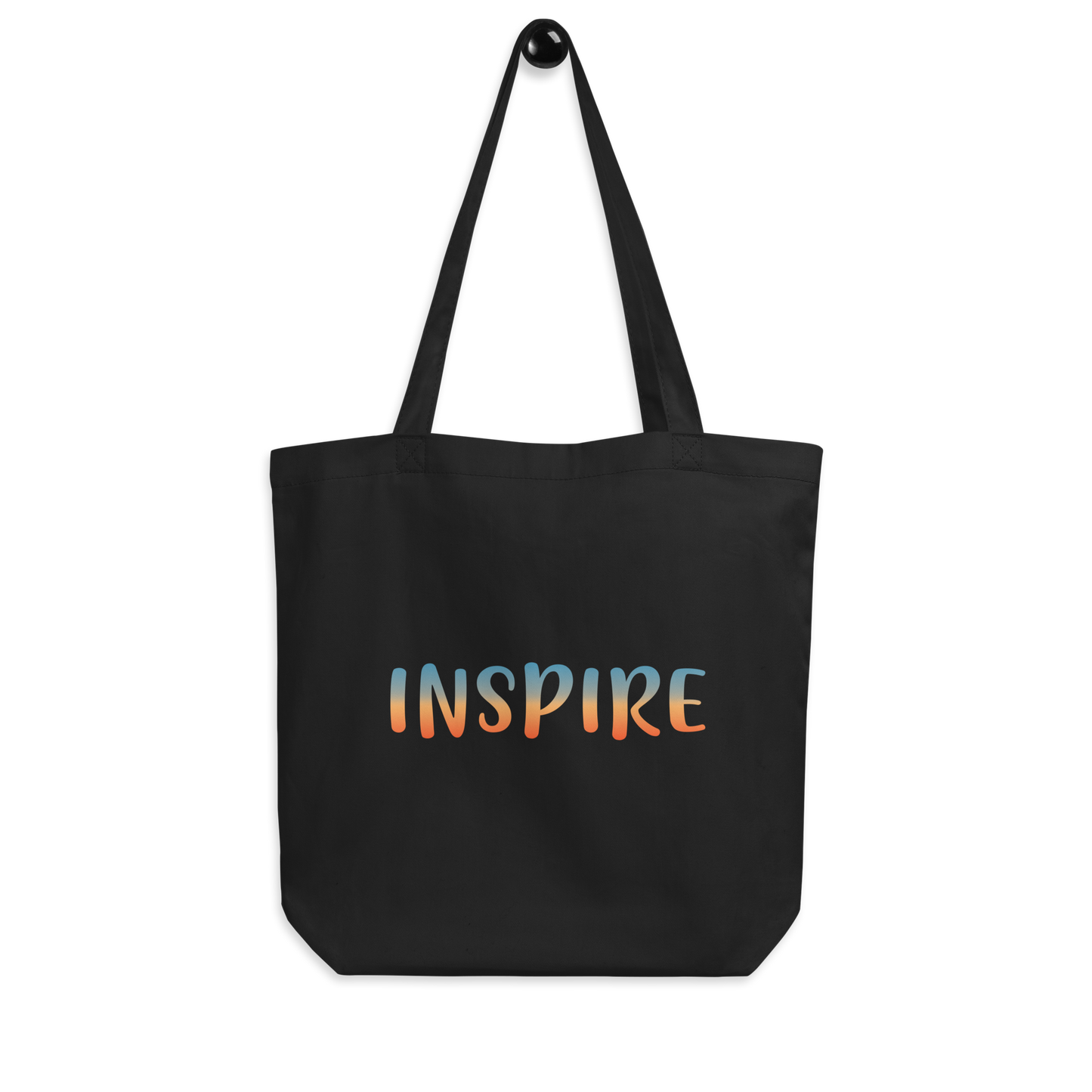 Tote Big Ideas: Black organic cotton tote bag with black handles.
