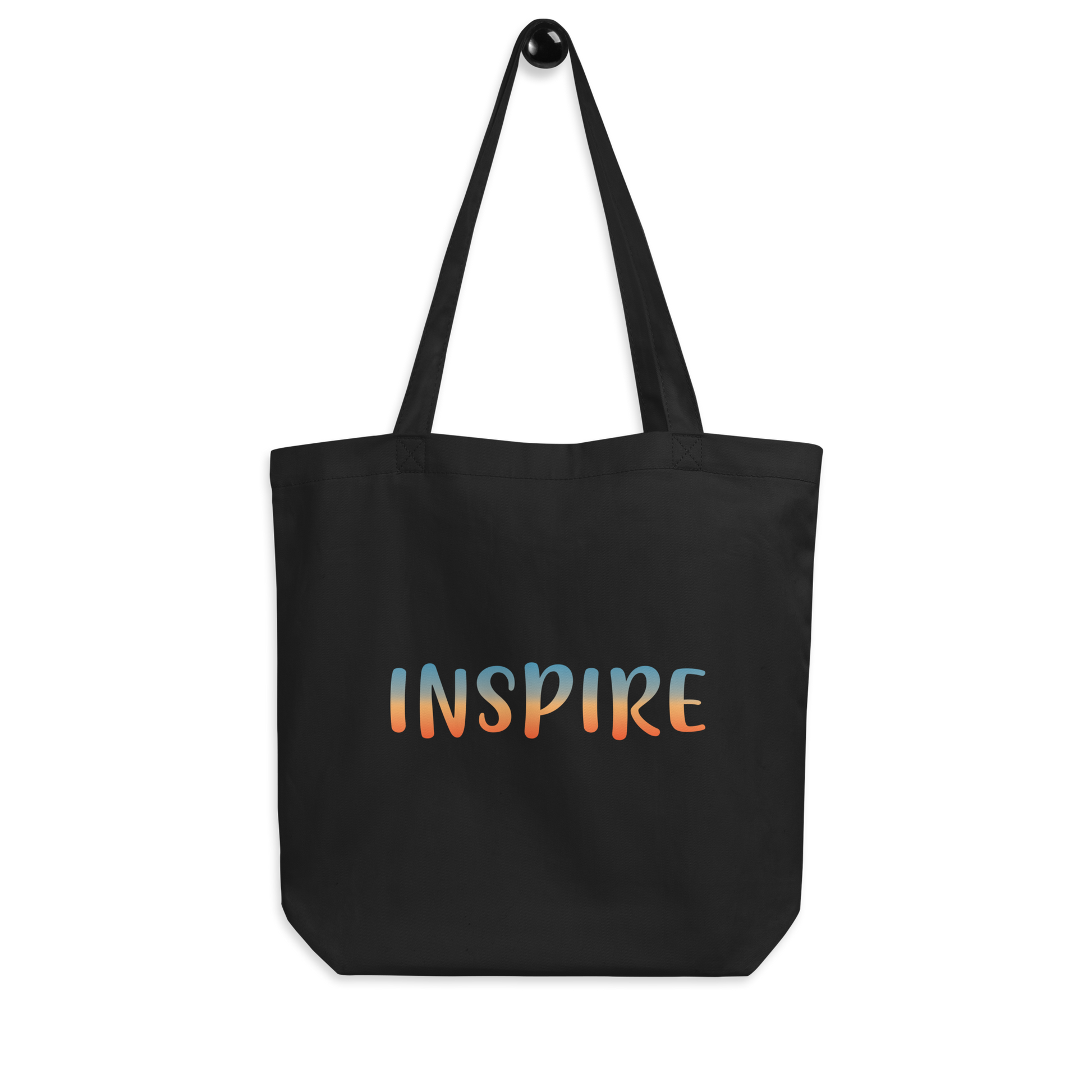 Tote Big Ideas: Black organic cotton tote bag with black handles.