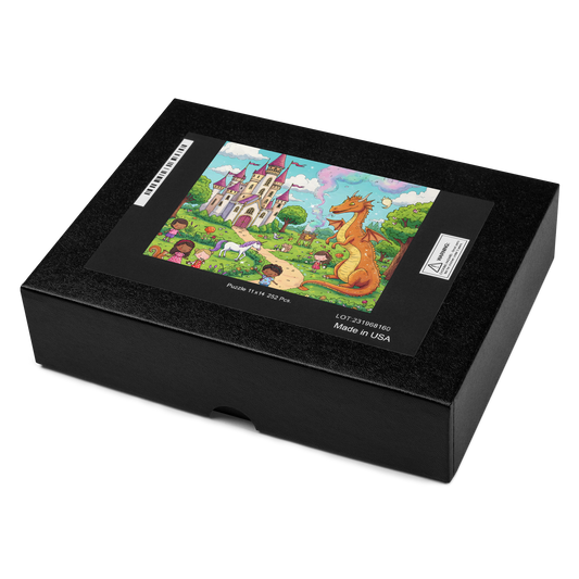 Jigsaw puzzle 5 (252 pcs) featuring a cartoon castle and dragon.