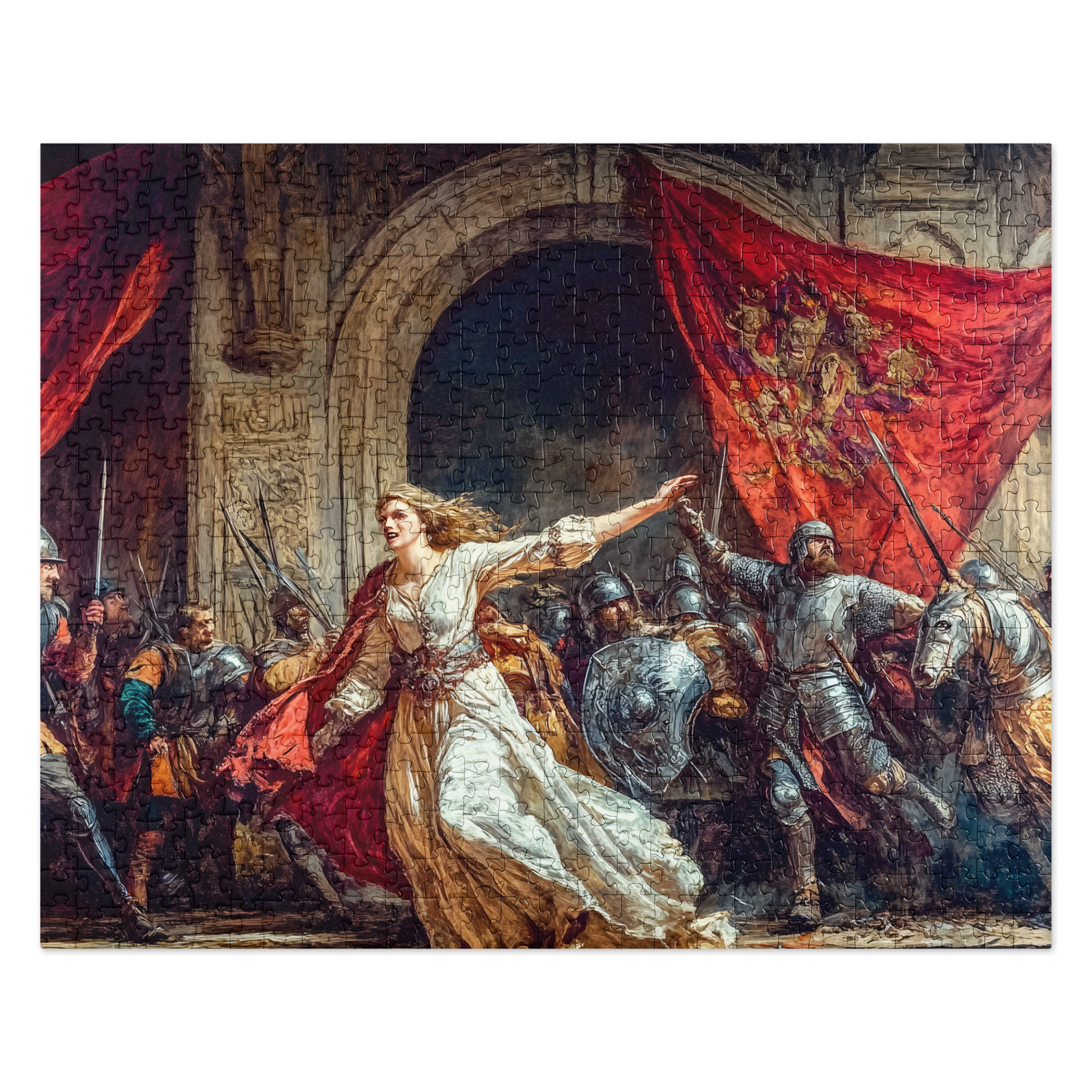Jigsaw puzzle (520 pcs) depicting a woman holding a red flag.