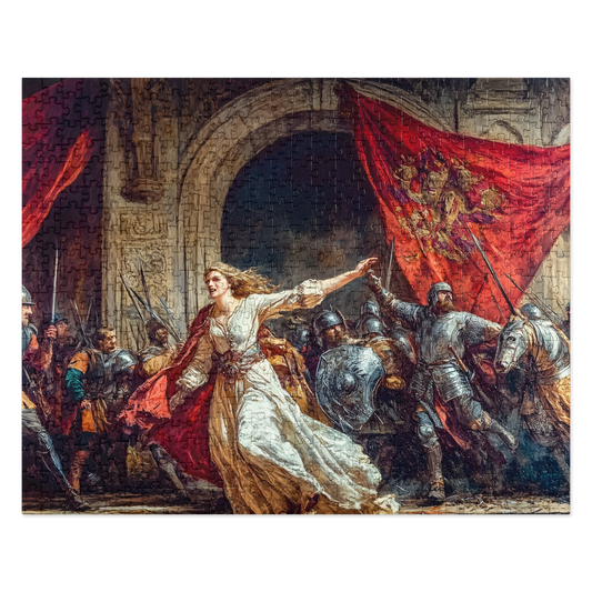 Jigsaw puzzle (520 pcs) depicting a woman holding a red flag.