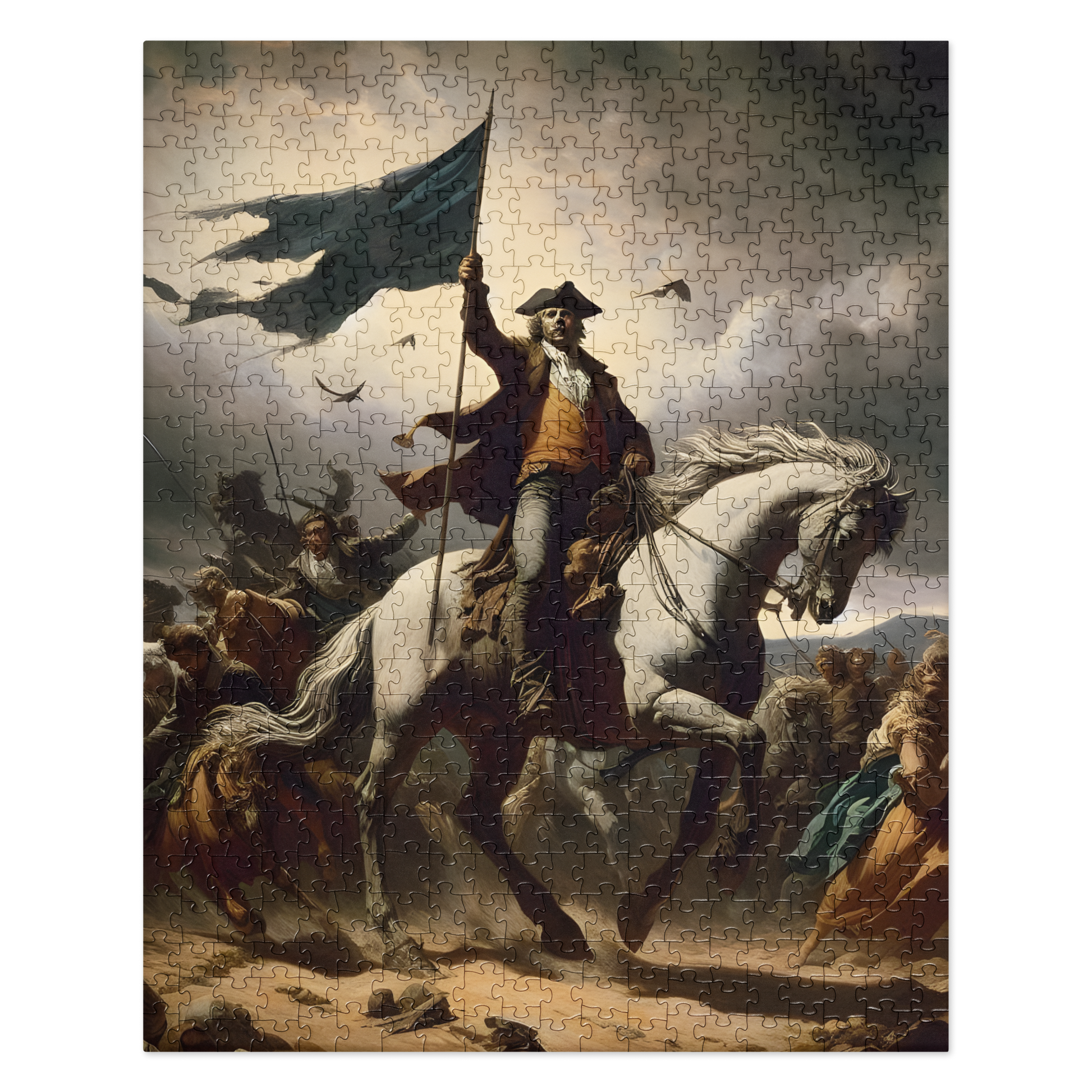 Jigsaw puzzle 2 (520 pcs) featuring a man on a horse with flag.