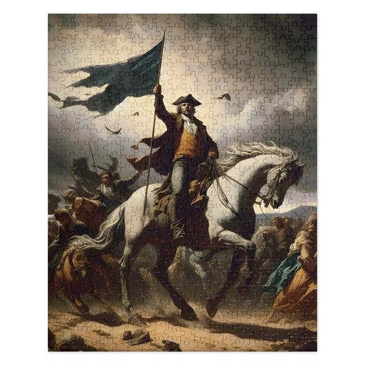 Jigsaw puzzle 2 (520 pcs) featuring a man on a horse with flag.