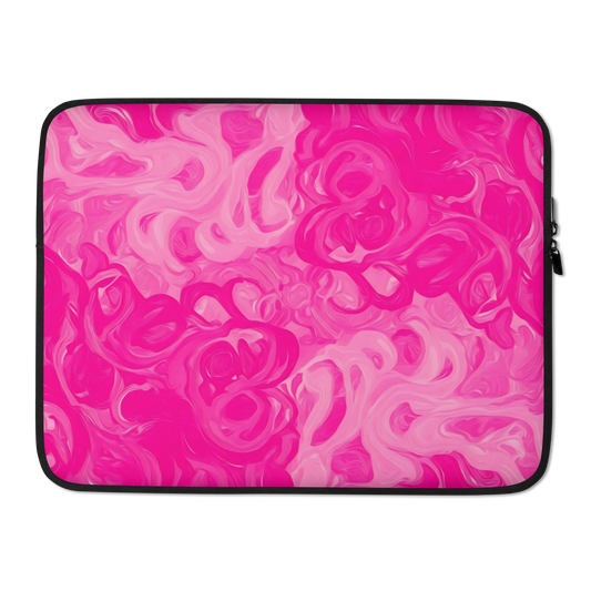 Abstract Pink - Laptop Sleeve with pink and white swirls, padded zipper.