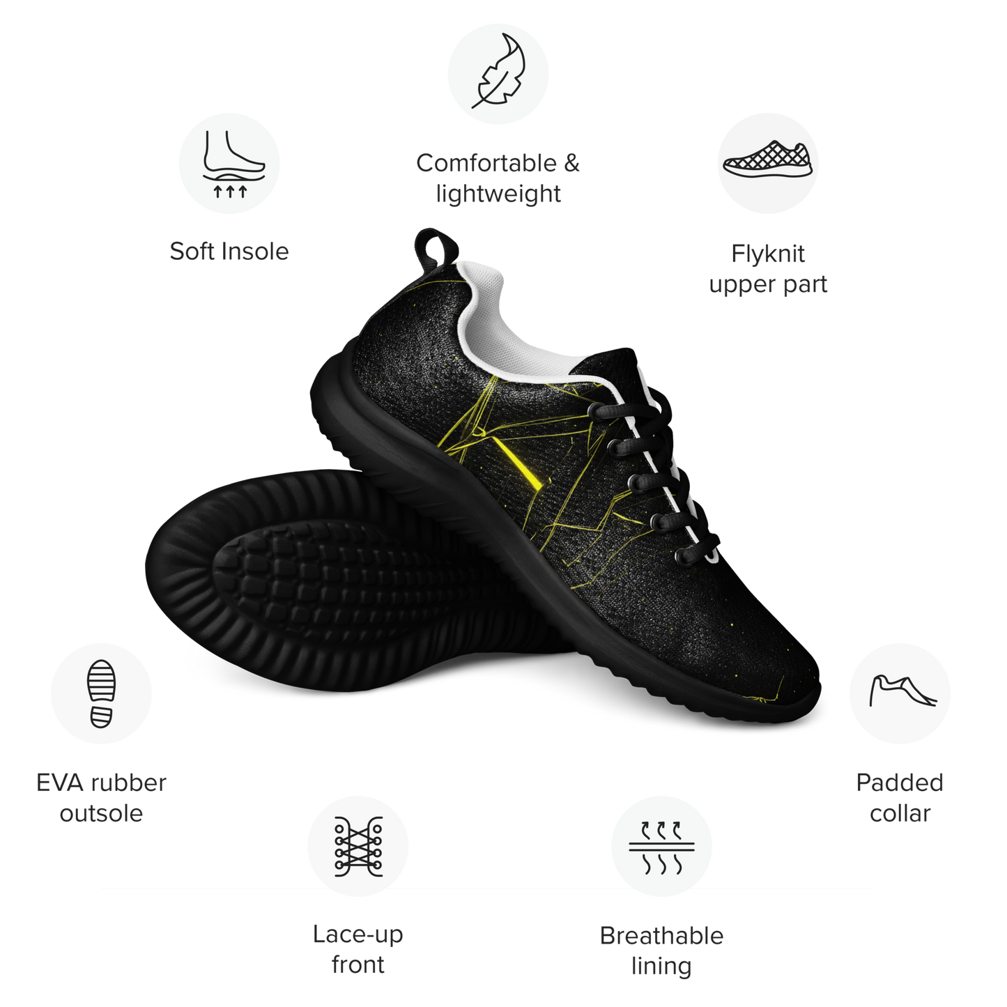 Zolo 1 athletic shoe with breathable flyknit upper and padded collar.