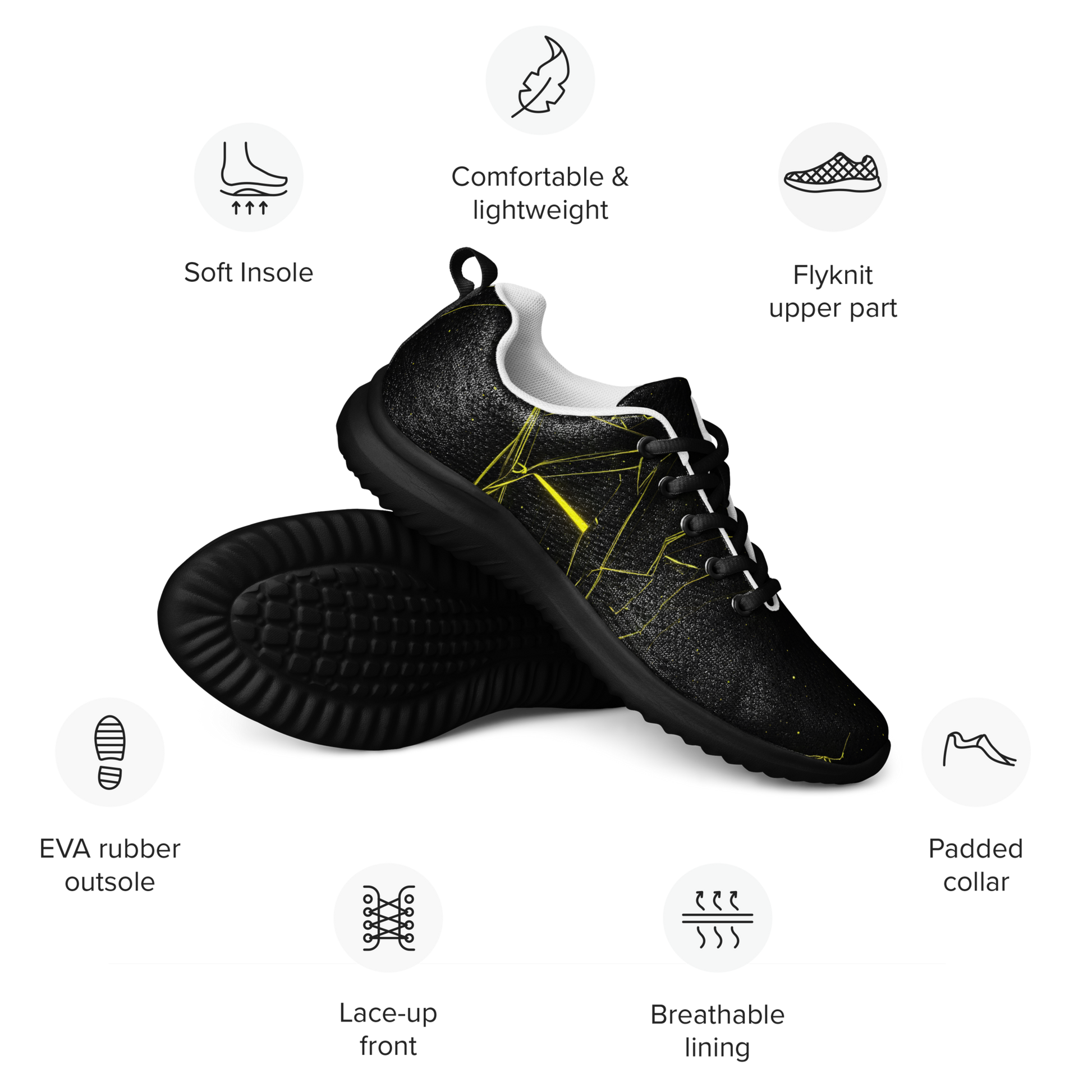 Zolo 1 athletic shoe with breathable flyknit upper and padded collar.