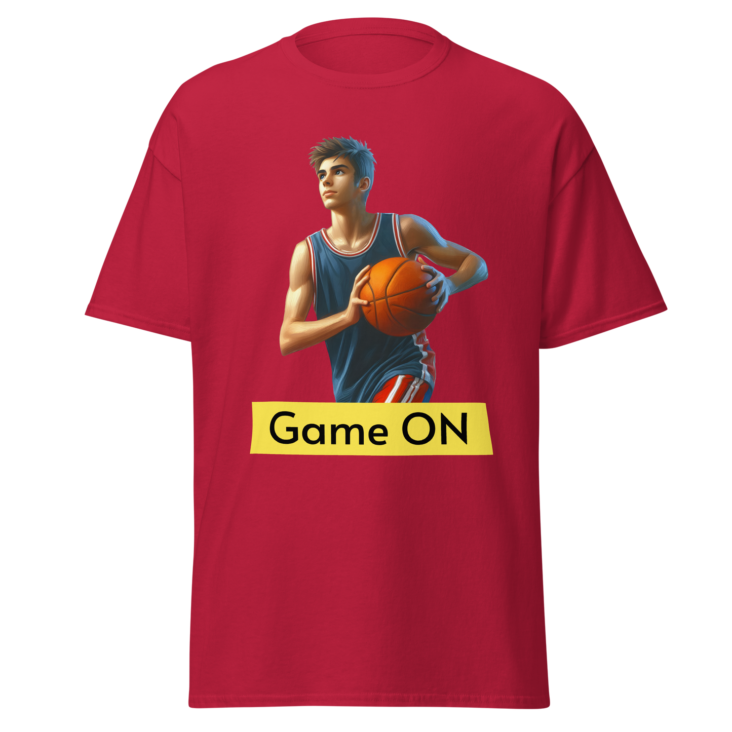 B-CorTee with a graphic of a man holding a basketball.
