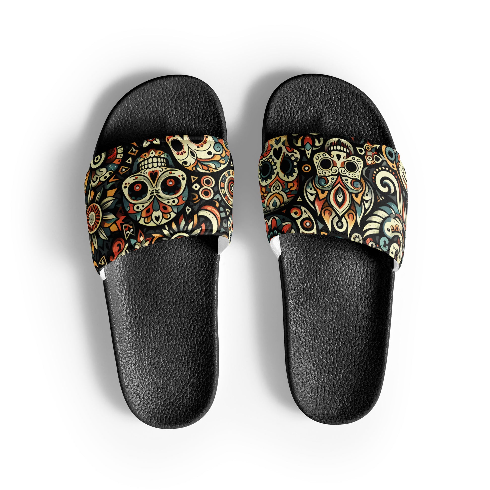 Grimz Slides: close-up of cushioned faux leather strap on slides.