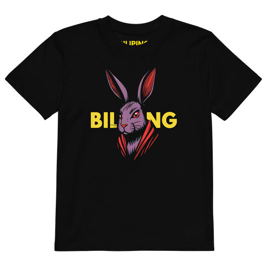 HopCode: Blackout T-shirt featuring a vivid rabbit illustration with BILING. text.