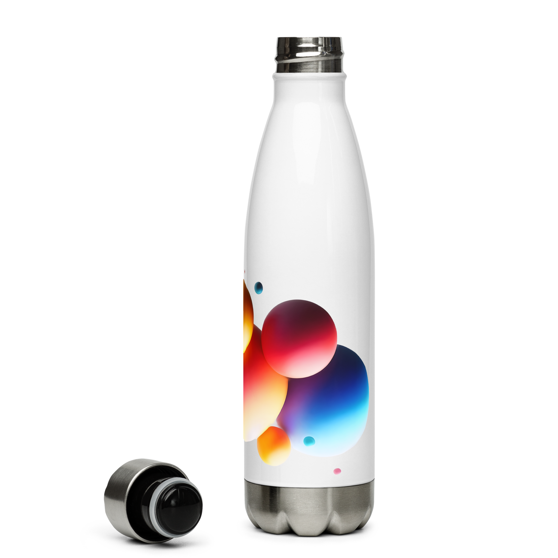 PureFlow Bottle: 17-ounce stylish stainless steel, sleek shape, secure cap.