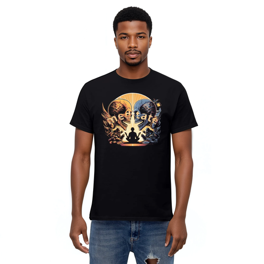 Meditative Mirage tee with structured fit, enhancing any outfit.