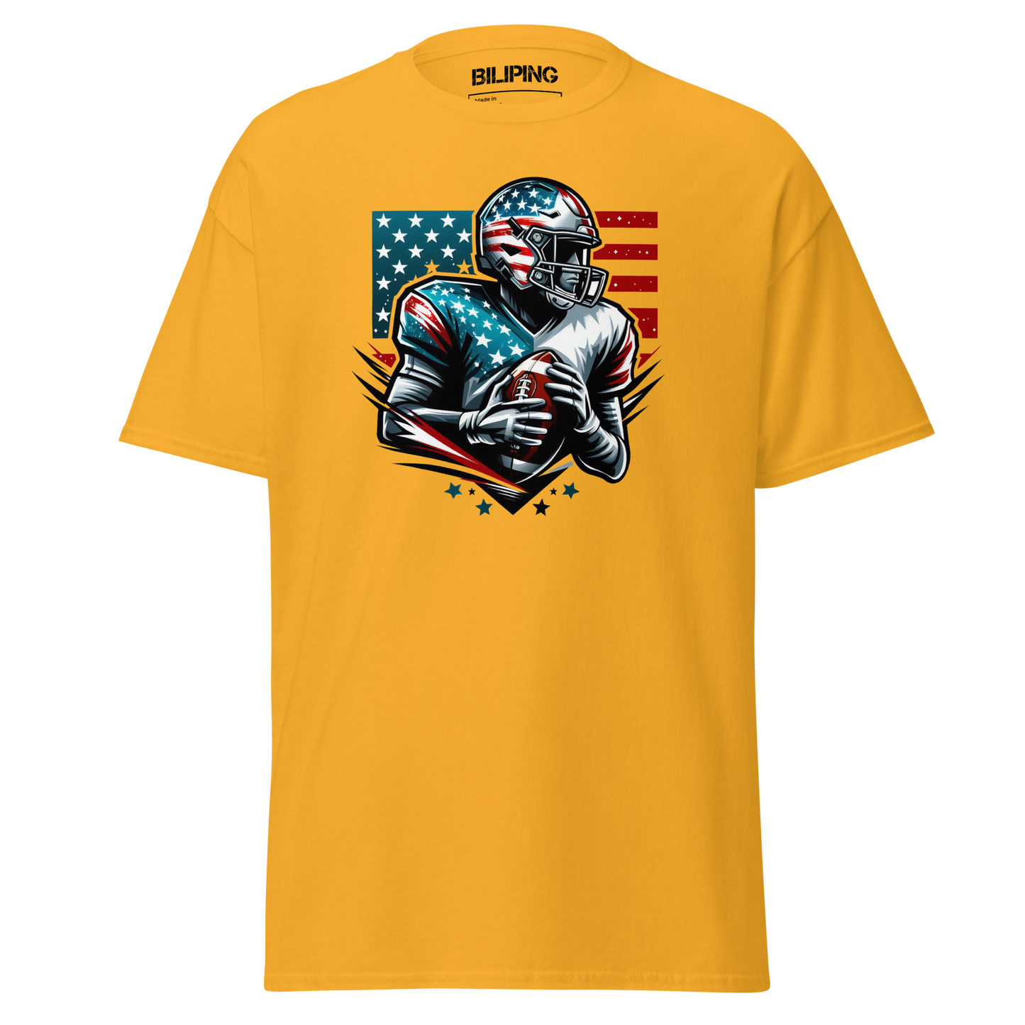 Win Expedition yellow t-shirt featuring a football player graphic.