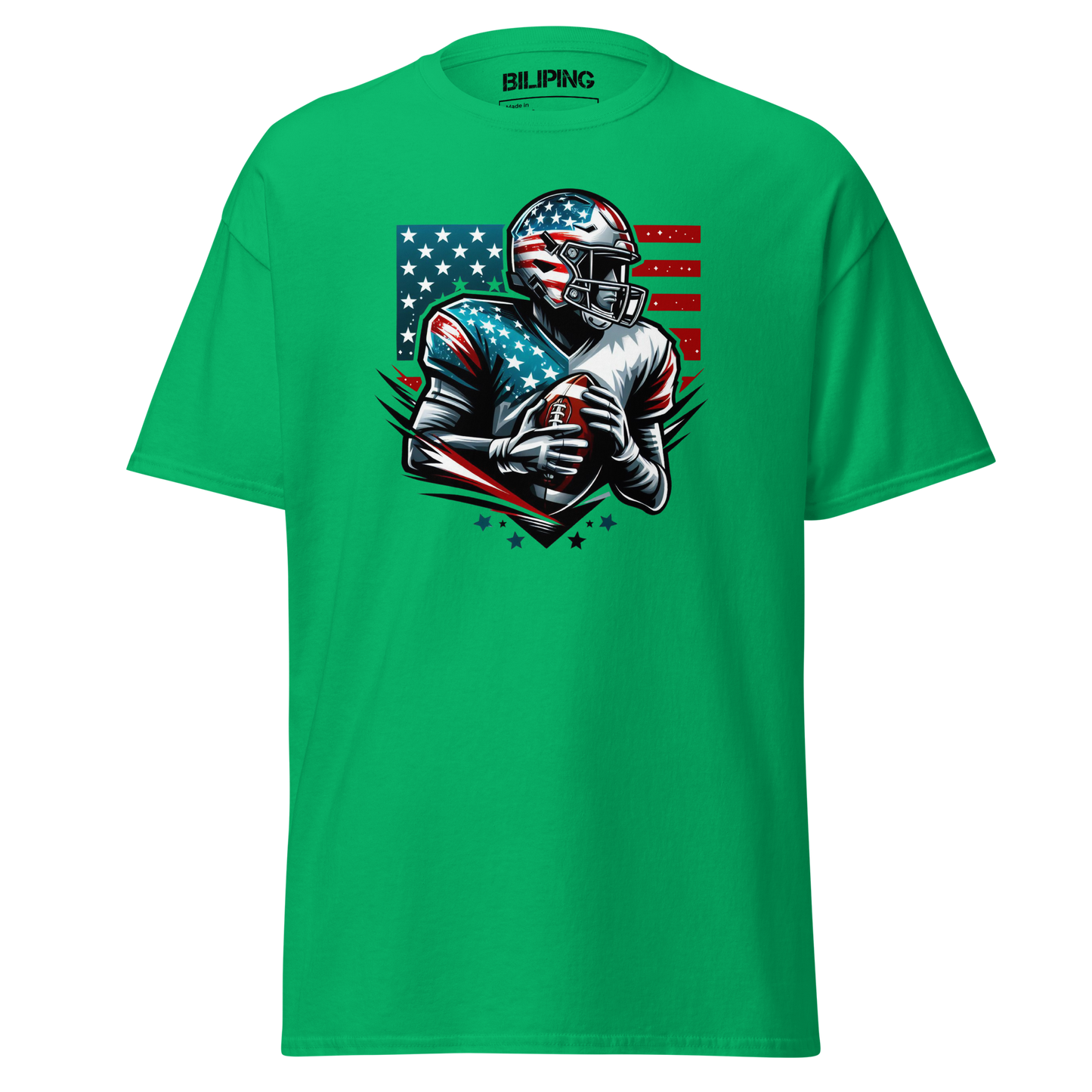 Win Expedition green t-shirt featuring a football player graphic.