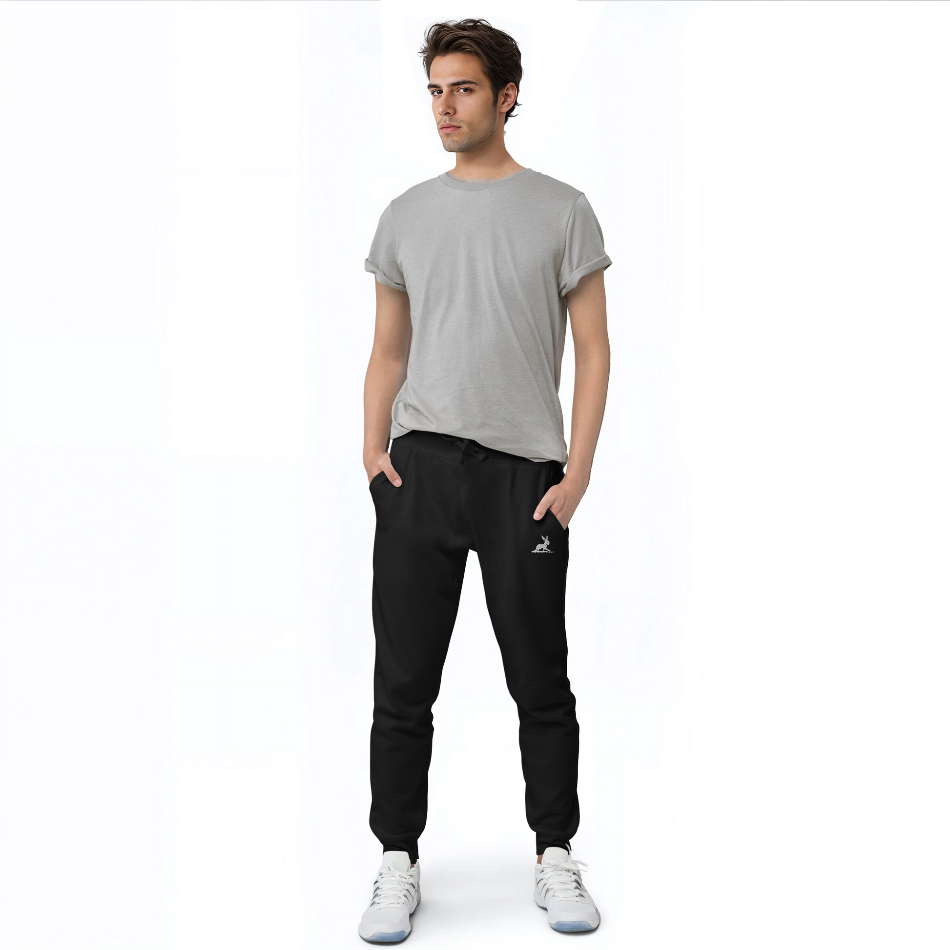 Biliping Sweatpants on a man, hands in pockets, showcasing their casual fit.