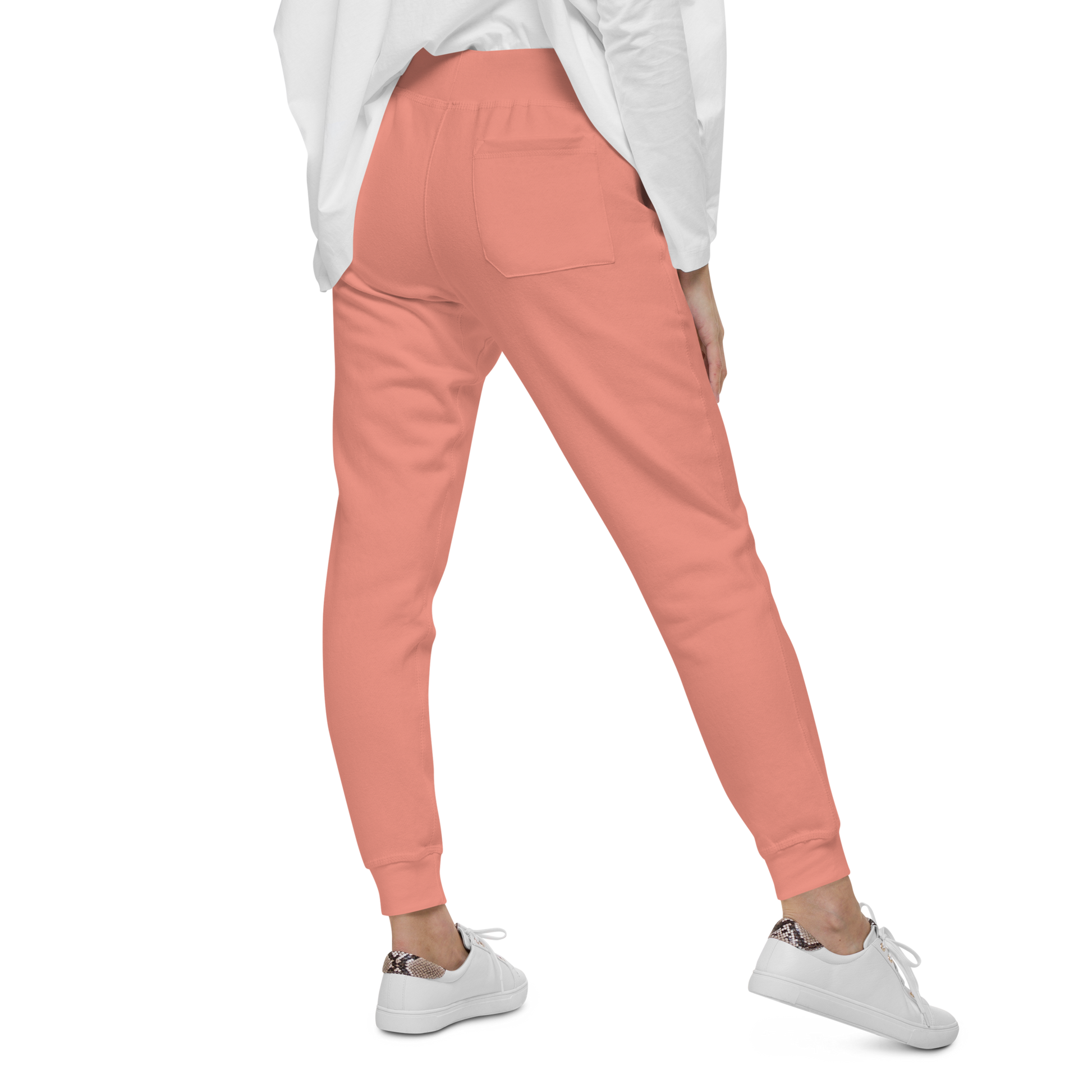 GoGirl Sweats: Close-up of cuffed fleece sweatpants with elastic waistband.