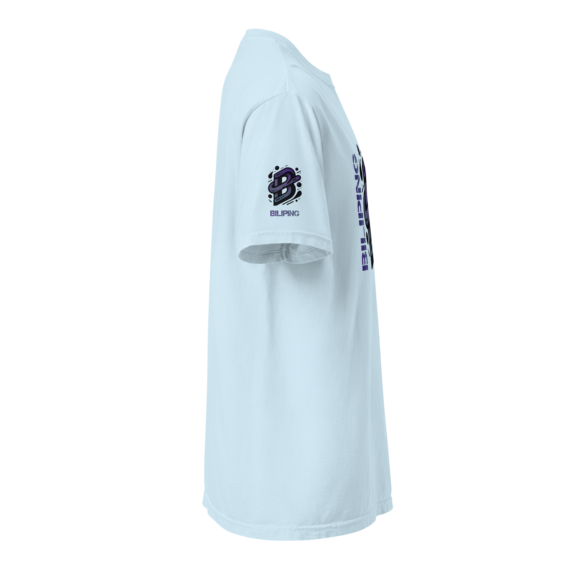 B-G Tee: Close-up of durable, soft heavyweight t-shirt with double-stitched seams.
