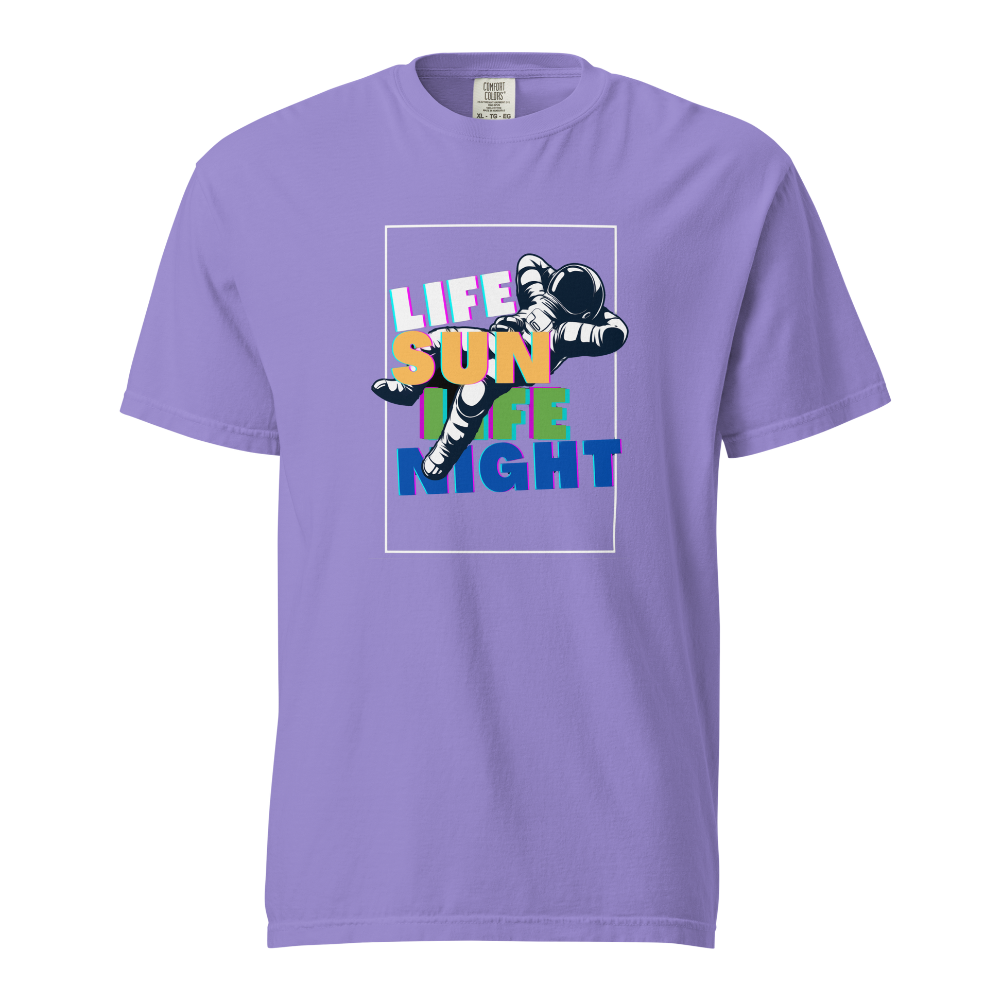 Cosmic Drift purple tee with durable, breathable design for kids.
