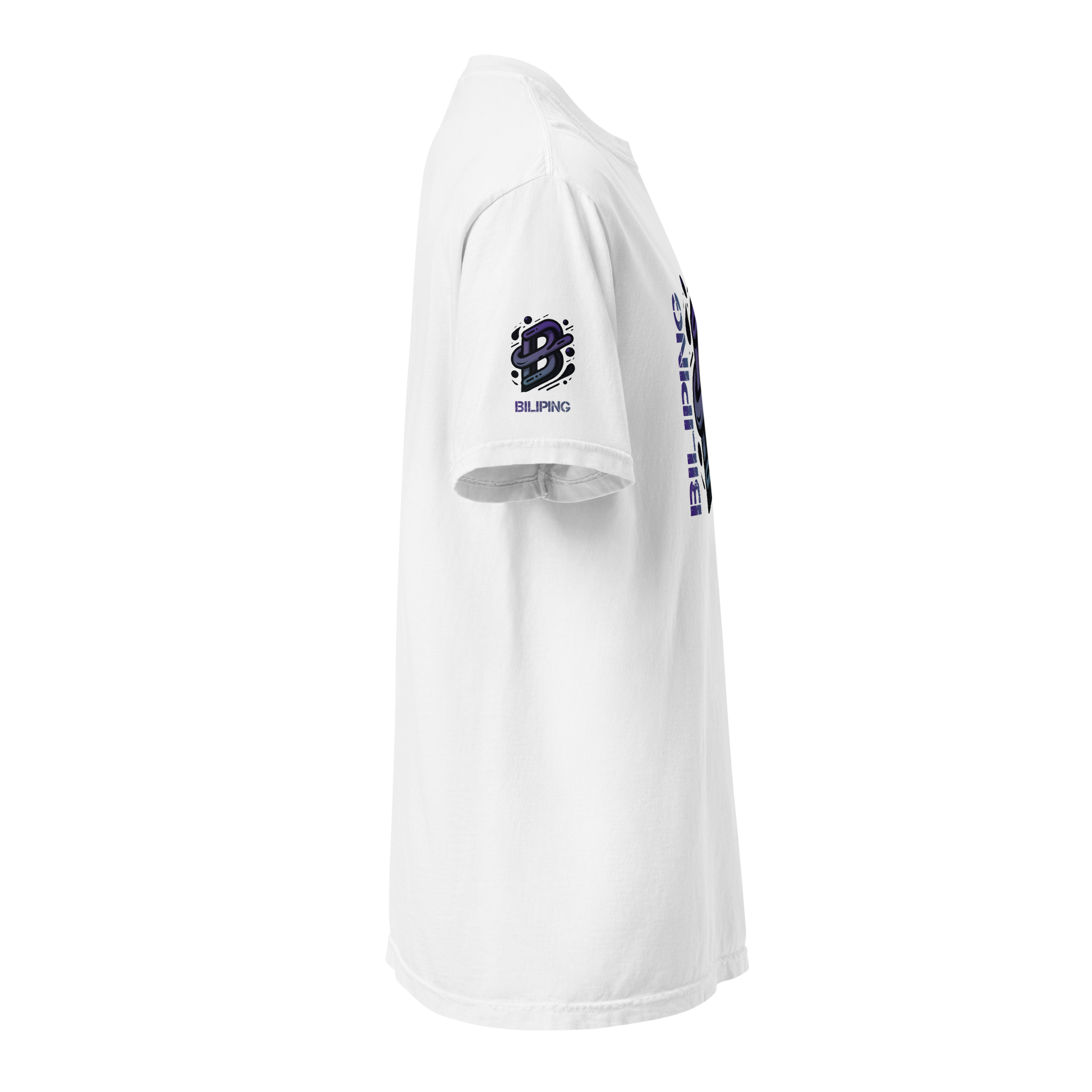 B-G Tee close-up, logo visible, durable 100% cotton.