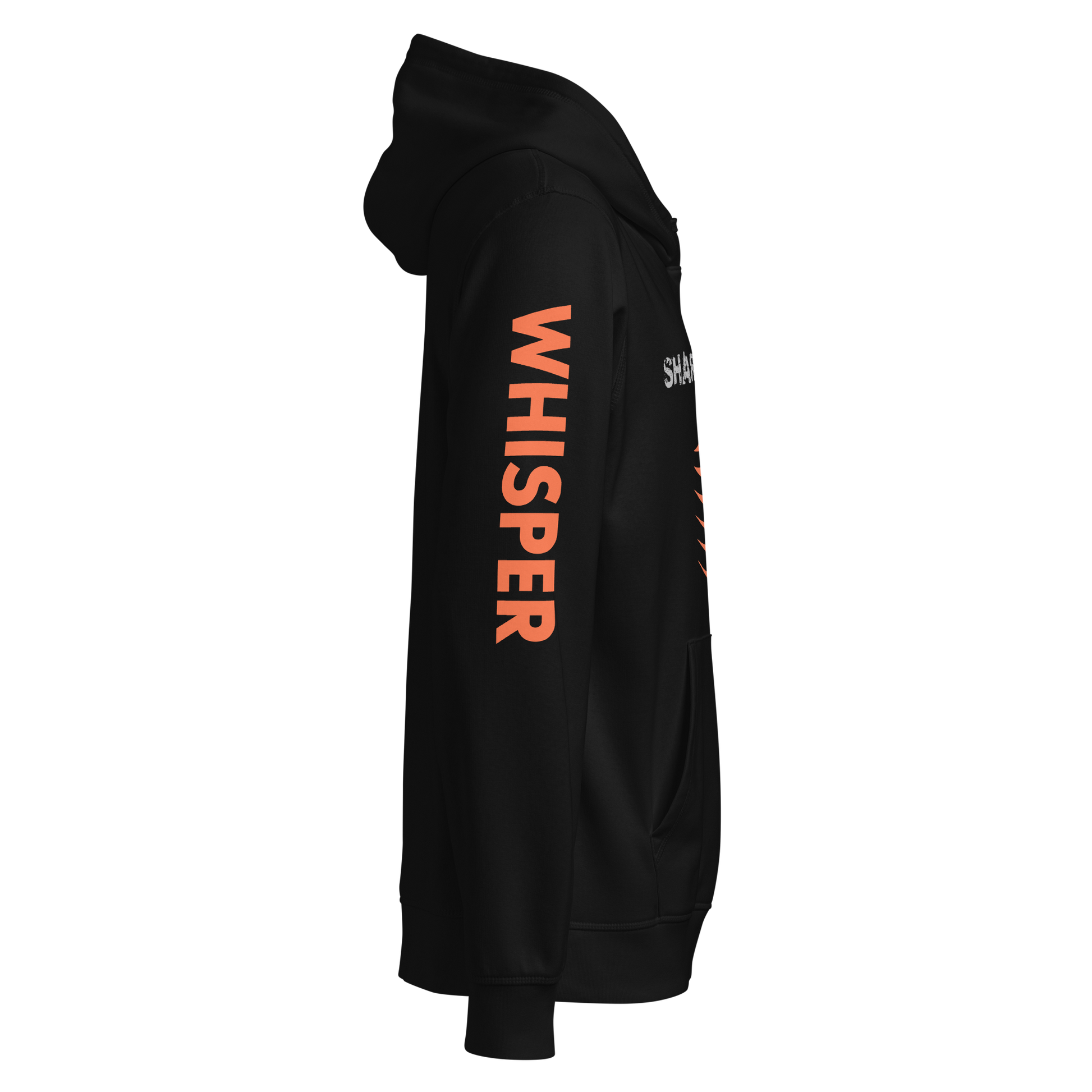 Precision Whisper mid-weight hoodie, organic cotton blend, half-moon detail, unisex fit.