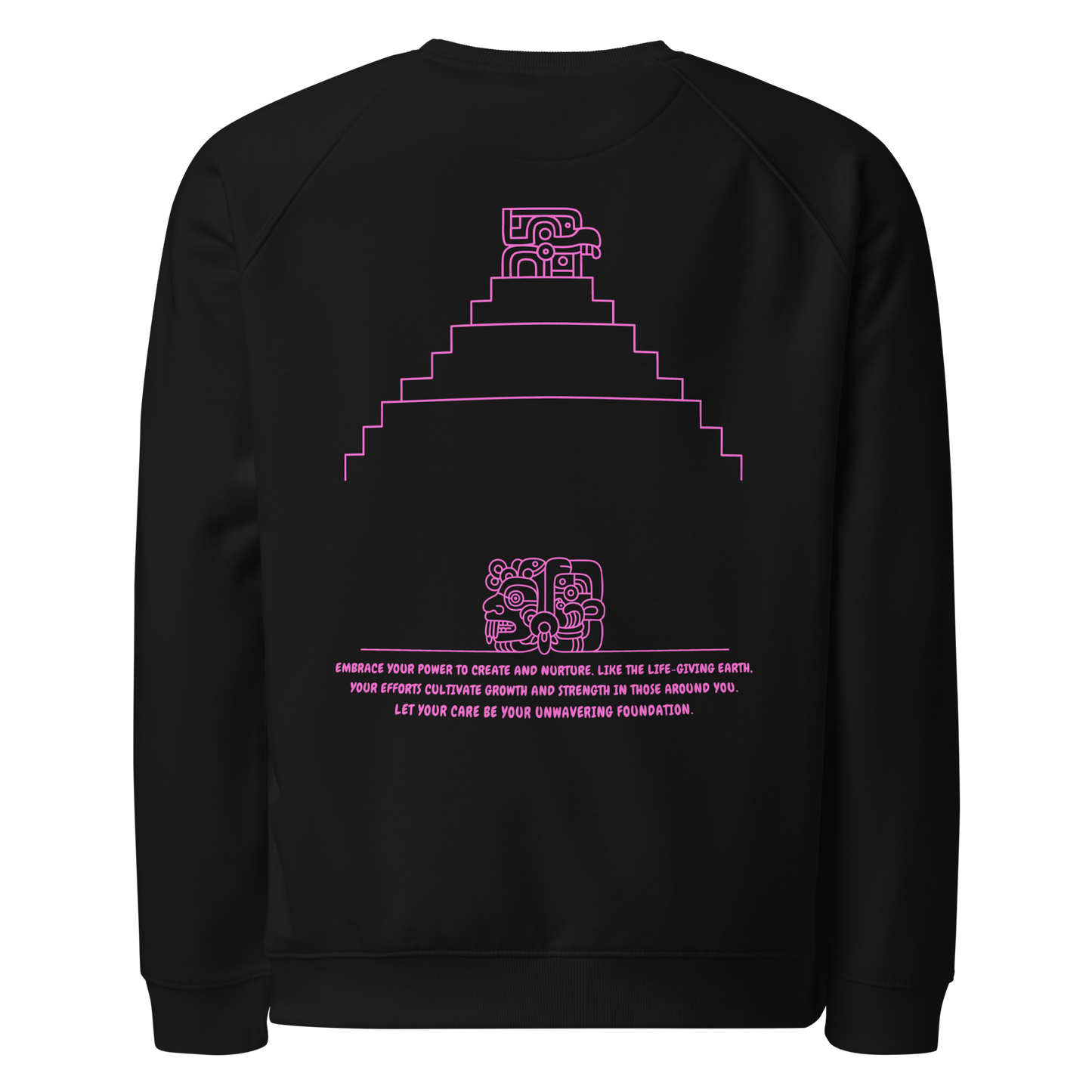 Bey u loolil che sweatshirt featuring pink text on black fabric.