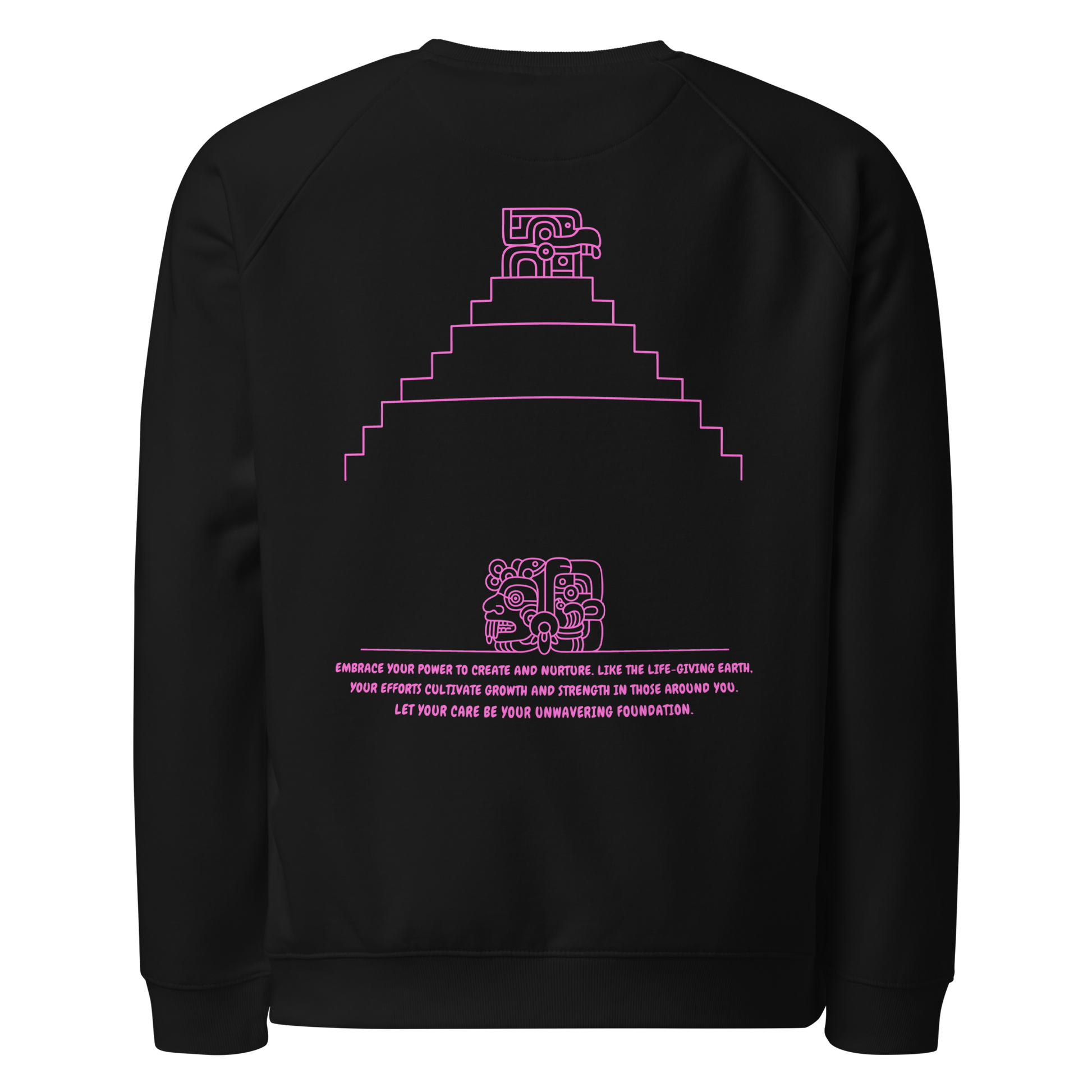 Bey u loolil che sweatshirt featuring pink text on black fabric.