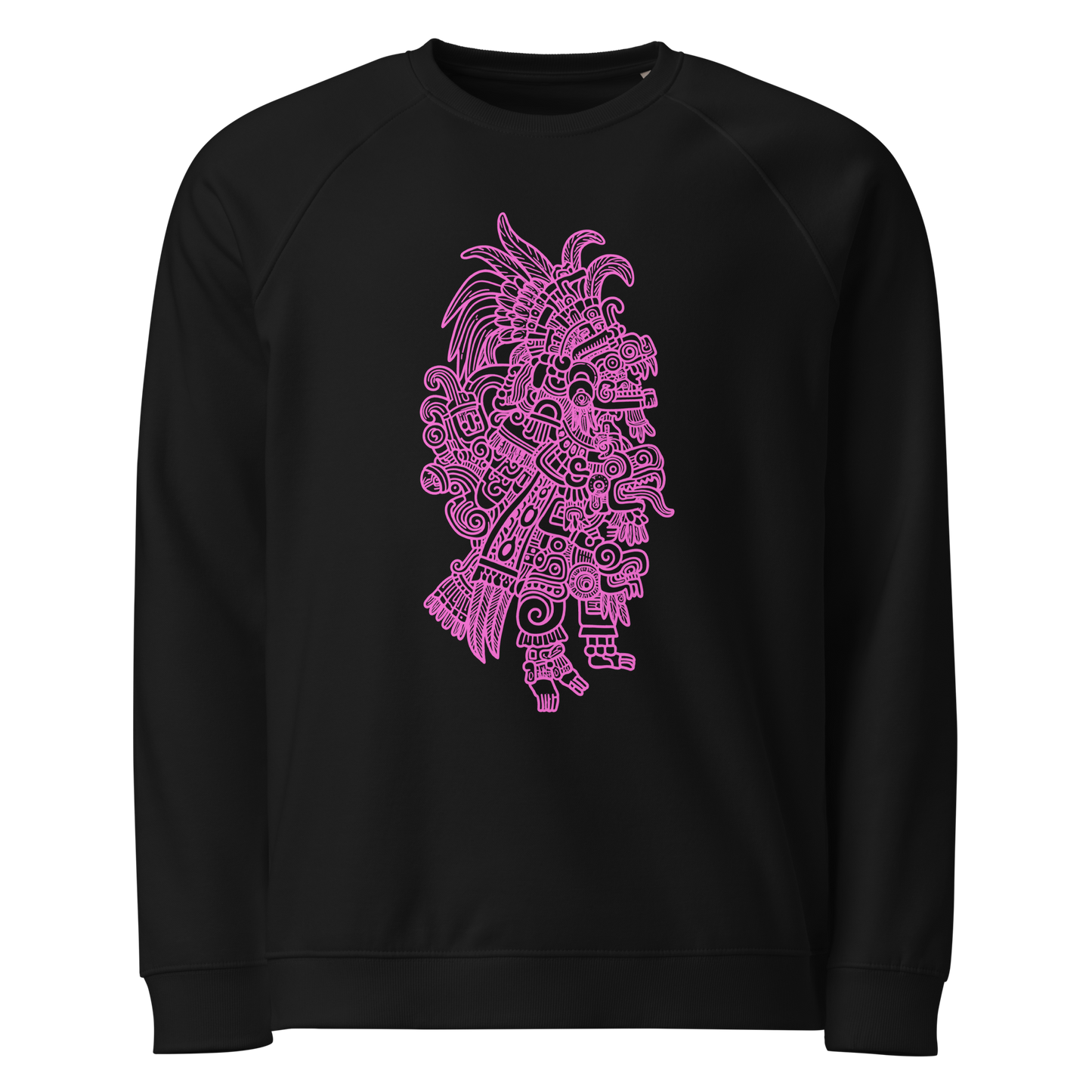 Bey u loolil che Sweatshirt featuring a pink design on black fabric.