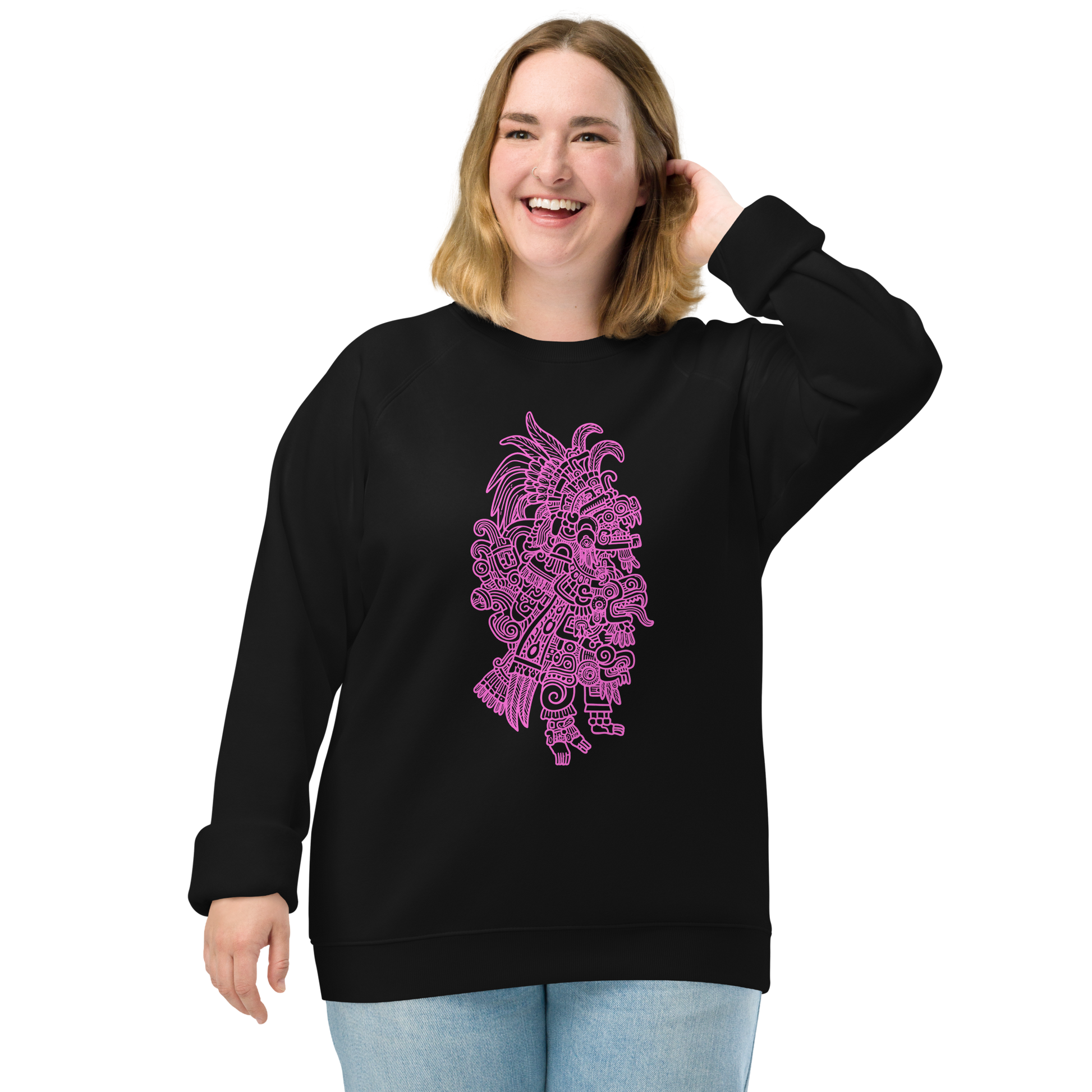 Bey u loolil che Sweatshirt with smiling woman, cozy brushed fleece inside.