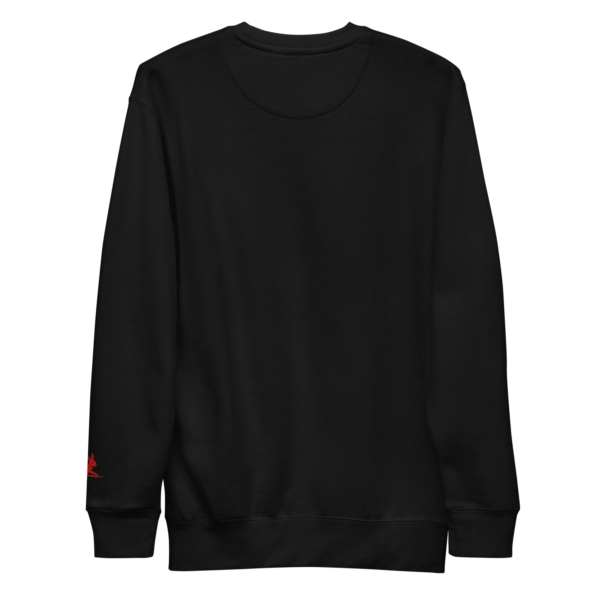 Burrow sweatshirt with red logo, ribbed crew neck, soft fleece fabric.