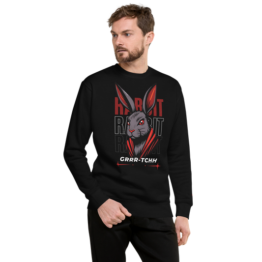 Burrow sweatshirt with ribbed crew neck, close-up of man's face.