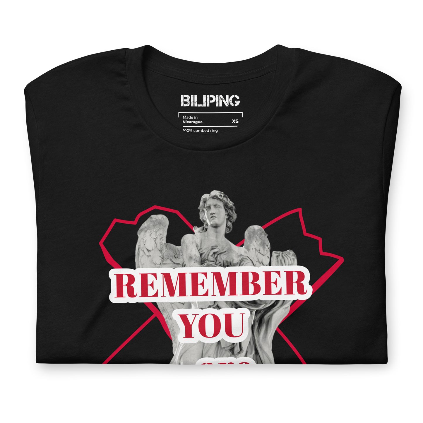 YOU ARE UNIQUE active shirt showcased with statues, breathable fabric, and stretch.