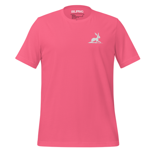 Belle T-Shirt with a rabbit logo on chest, crew-neck style.