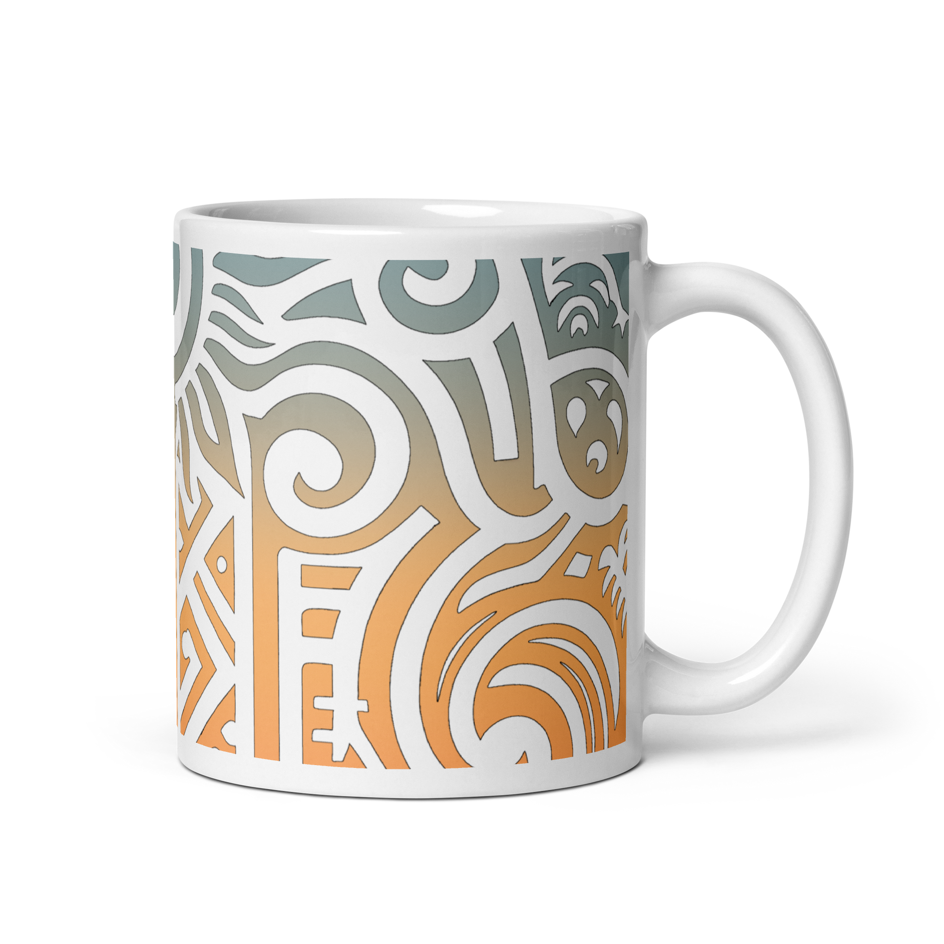 Solar Glyphs Mug with motivational print, durable ceramic, microwave and dishwasher safe.