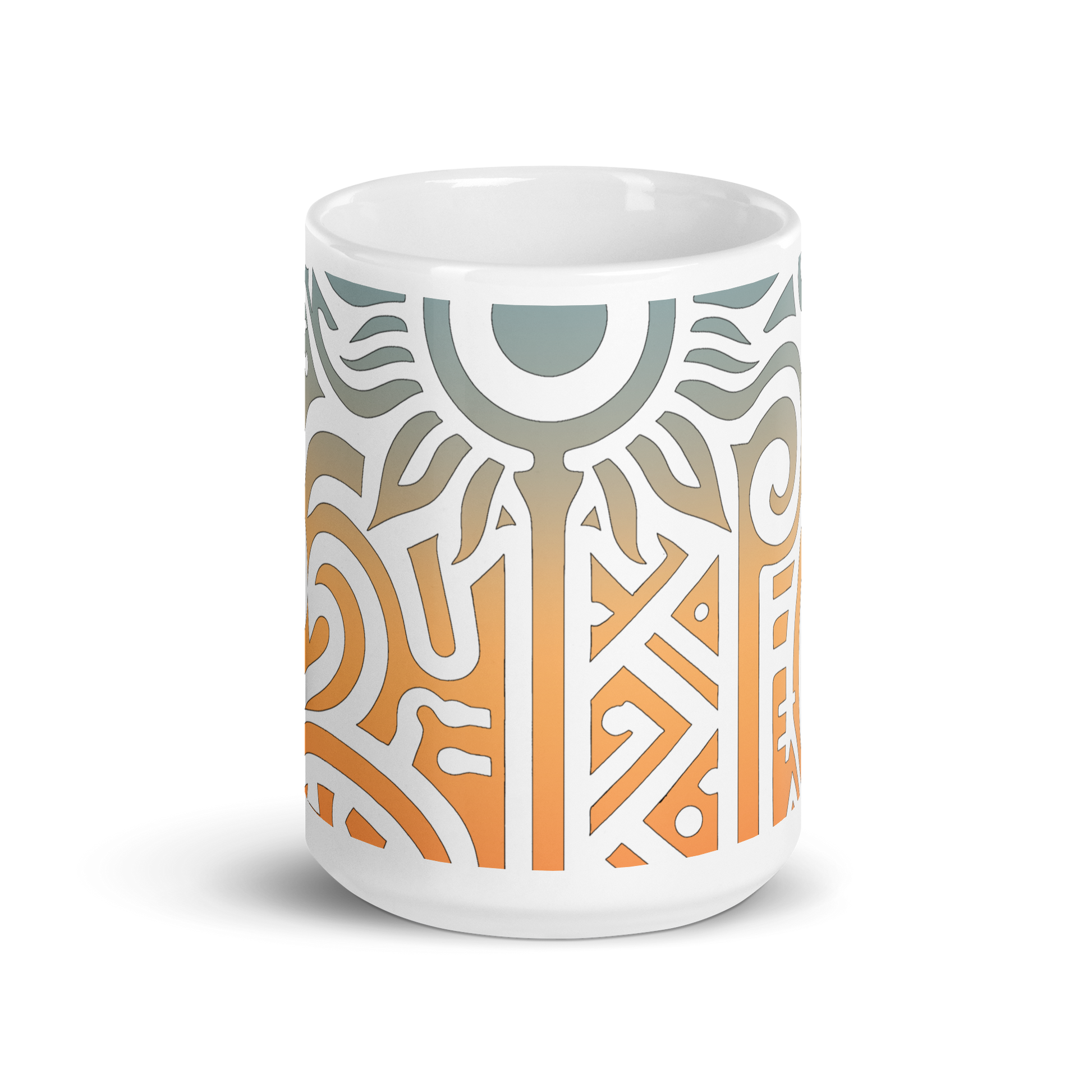 Solar Glyphs Mug with bold motivational design on a sturdy ceramic body.