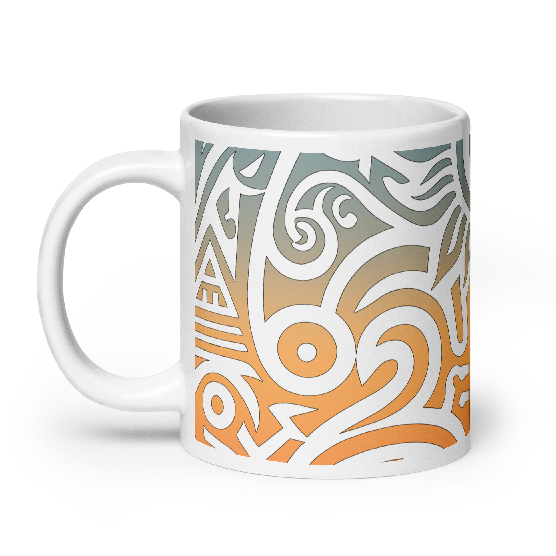 Solar Glyphs Mug with motivational print, ceramic, microwave and dishwasher safe.