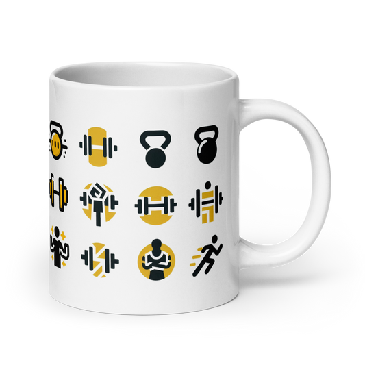 No Pain No Gain Mug with black and yellow motivational design.