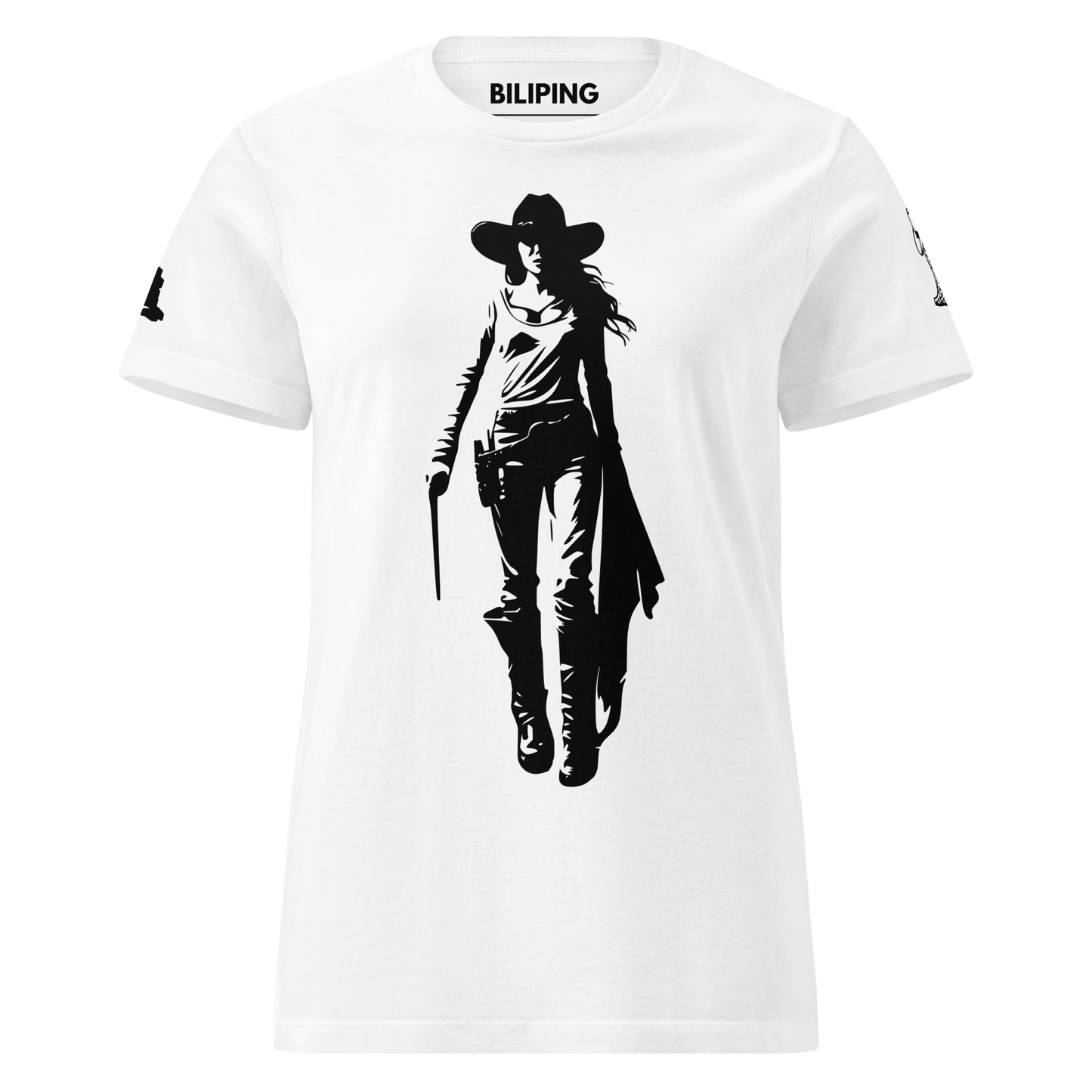 Western Spirit t-shirt featuring a woman's silhouette in a hat.